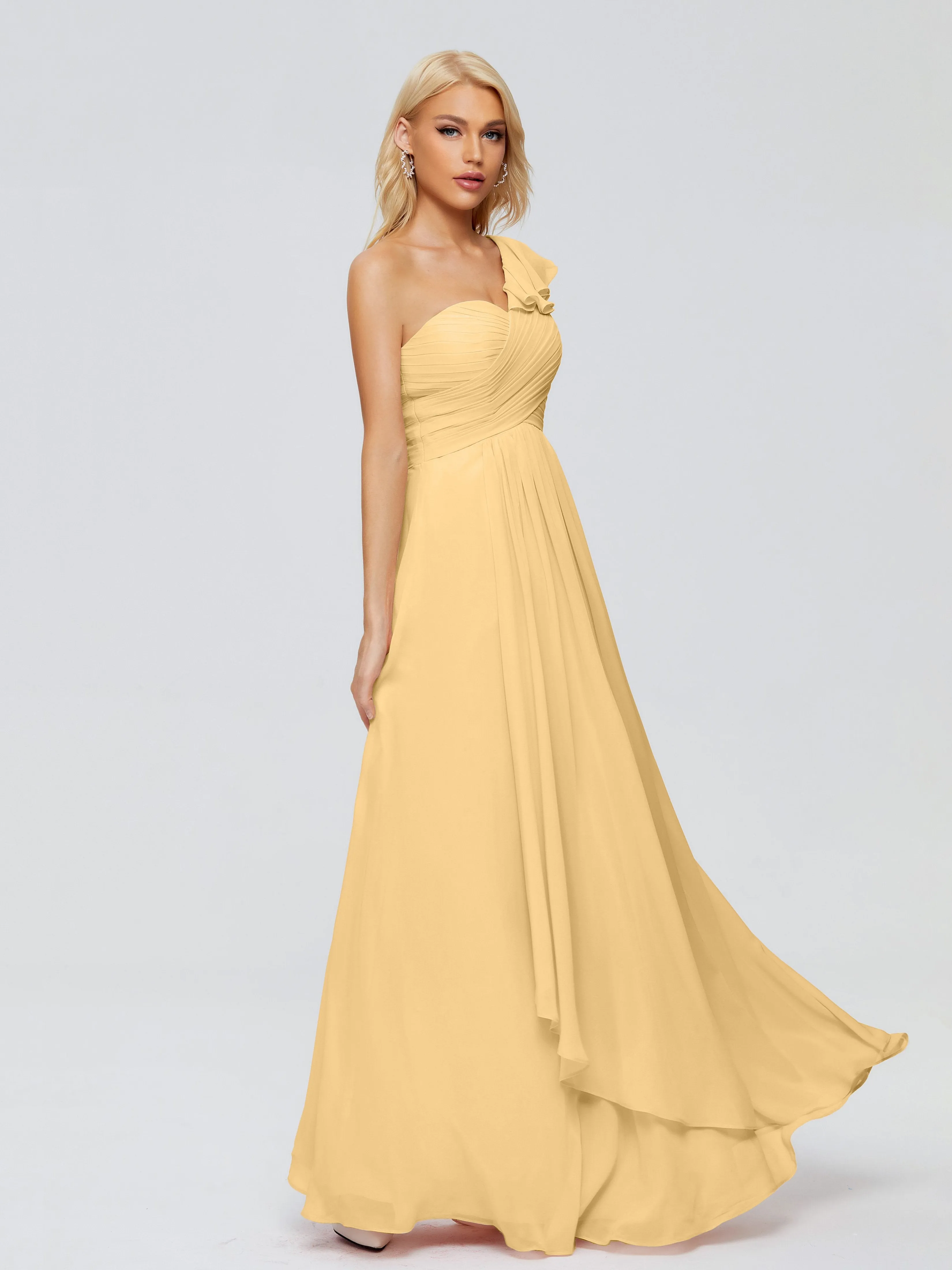 Kylie Pretty One-Shoulder Ruffles Chiffon Bridesmaid Dresses