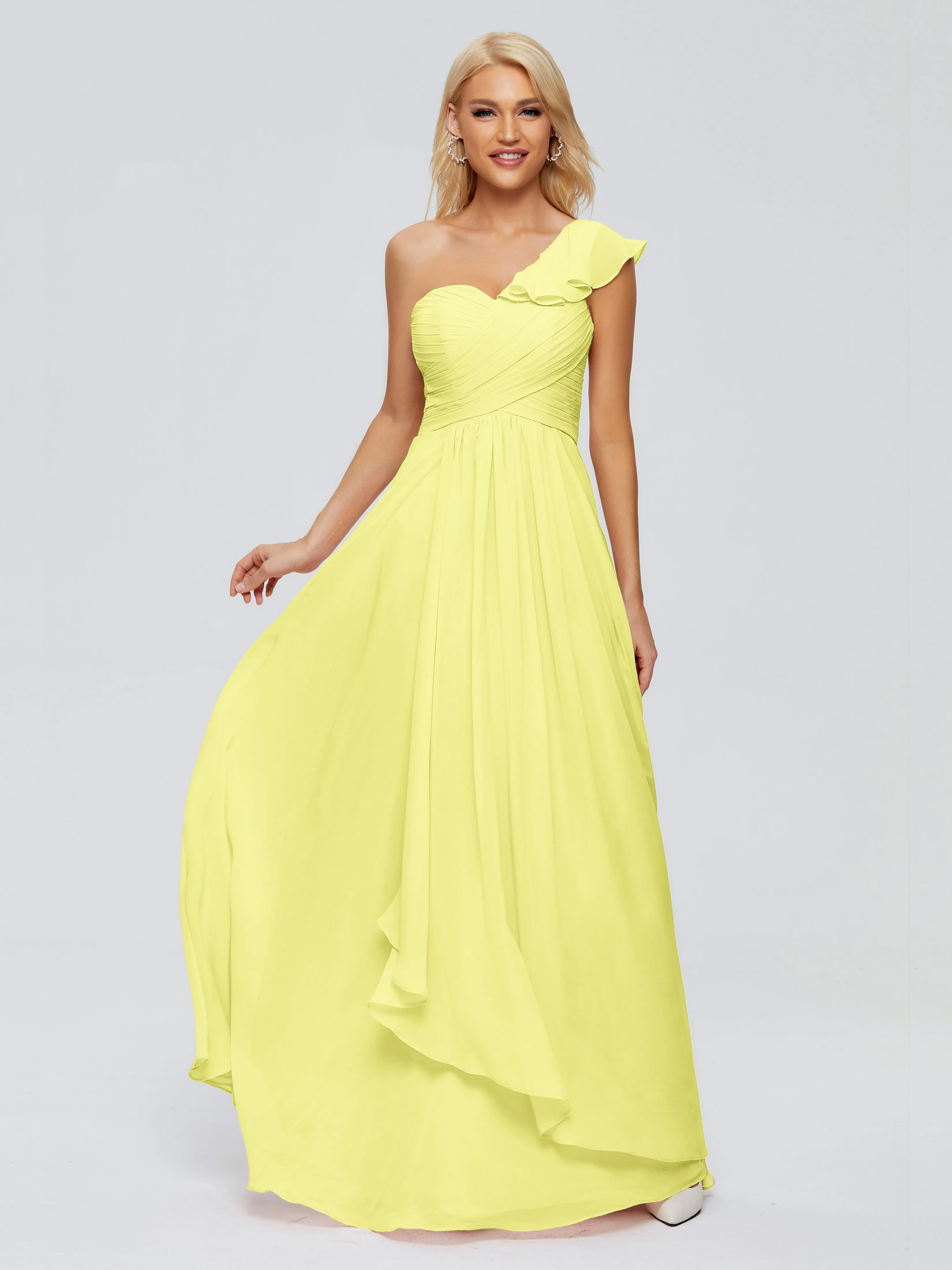 Kylie Pretty One-Shoulder Ruffles Chiffon Bridesmaid Dresses