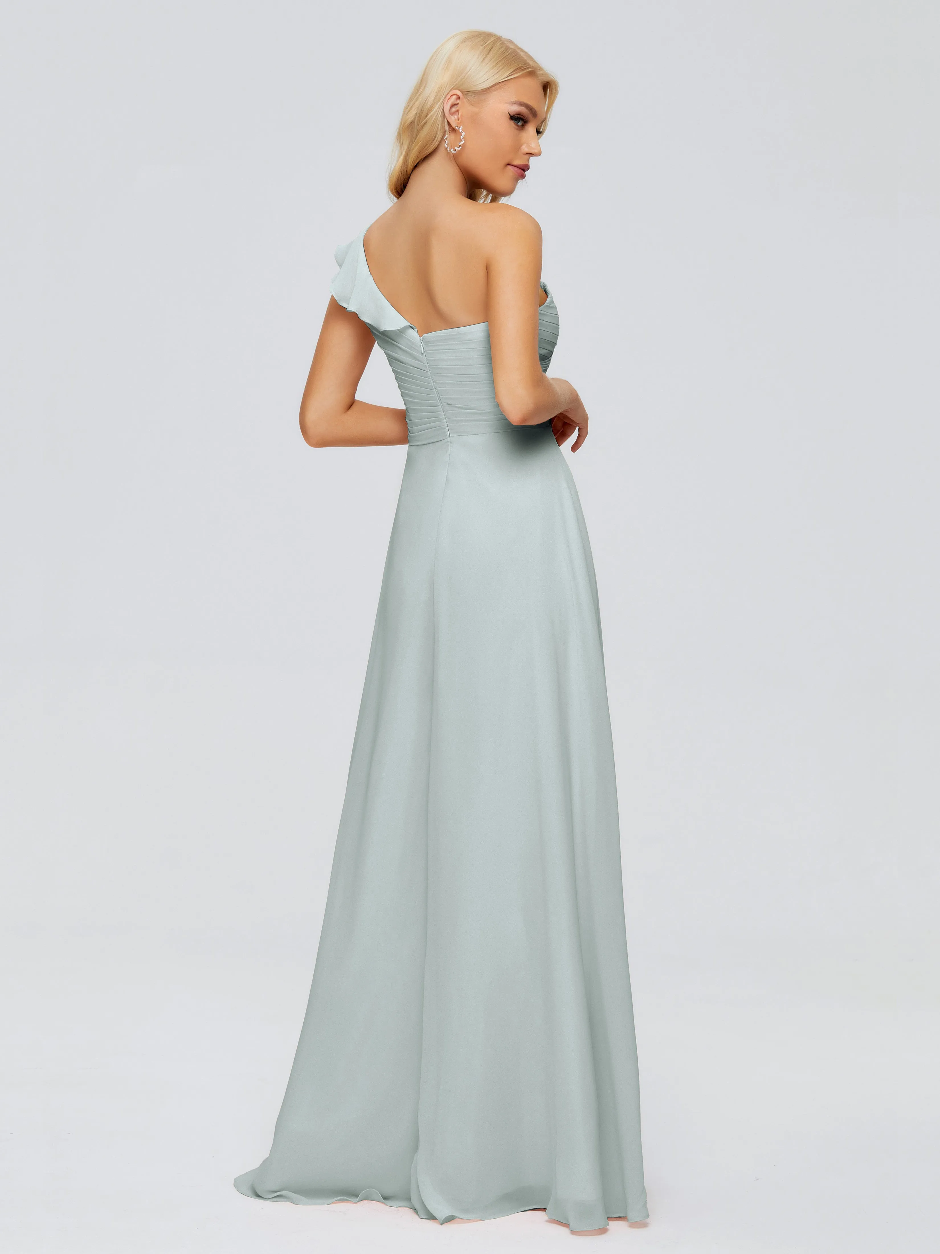 Kylie Pretty One-Shoulder Ruffles Chiffon Bridesmaid Dresses