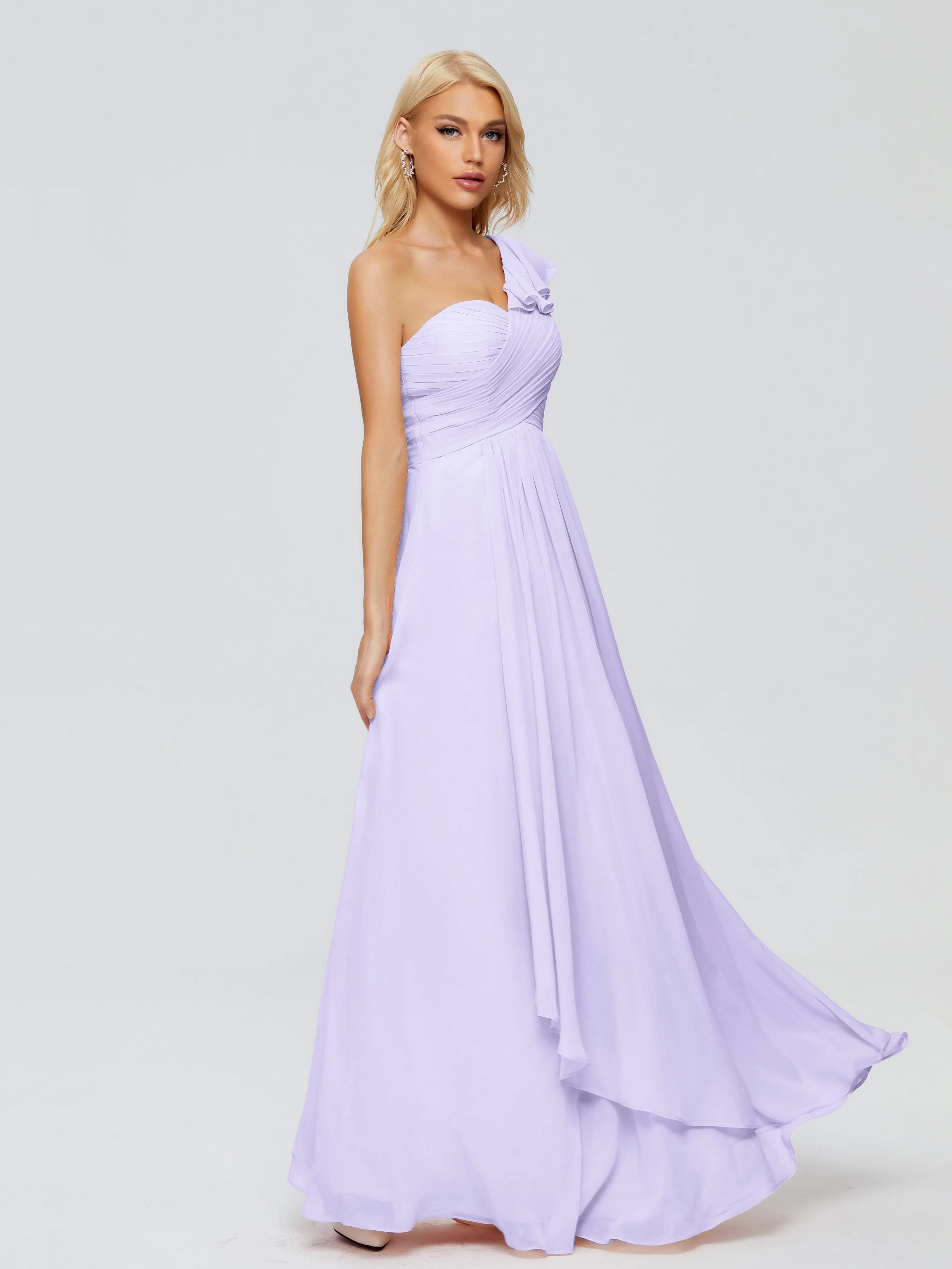 Kylie Pretty One-Shoulder Ruffles Chiffon Bridesmaid Dresses