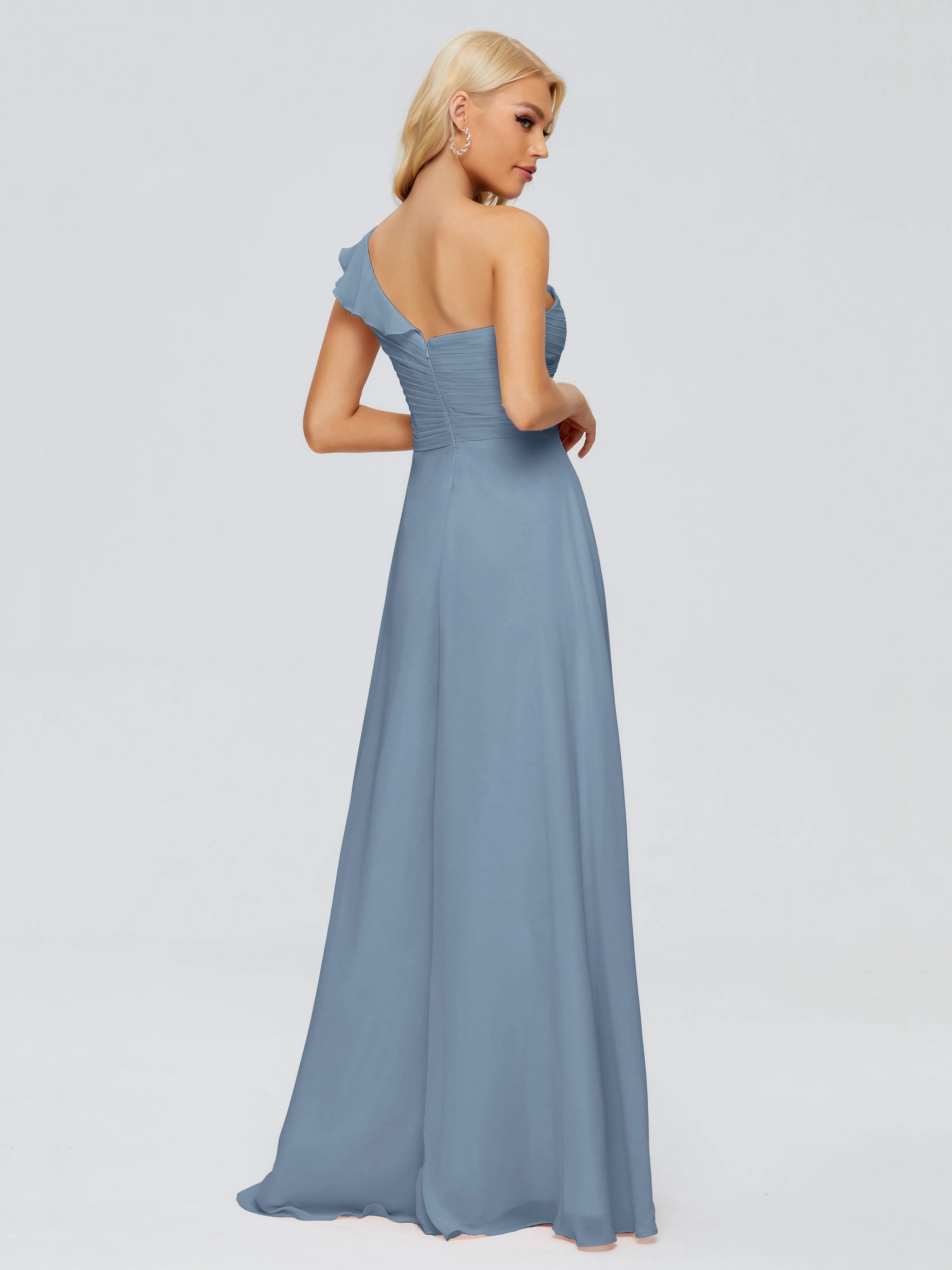 Kylie Pretty One-Shoulder Ruffles Chiffon Bridesmaid Dresses