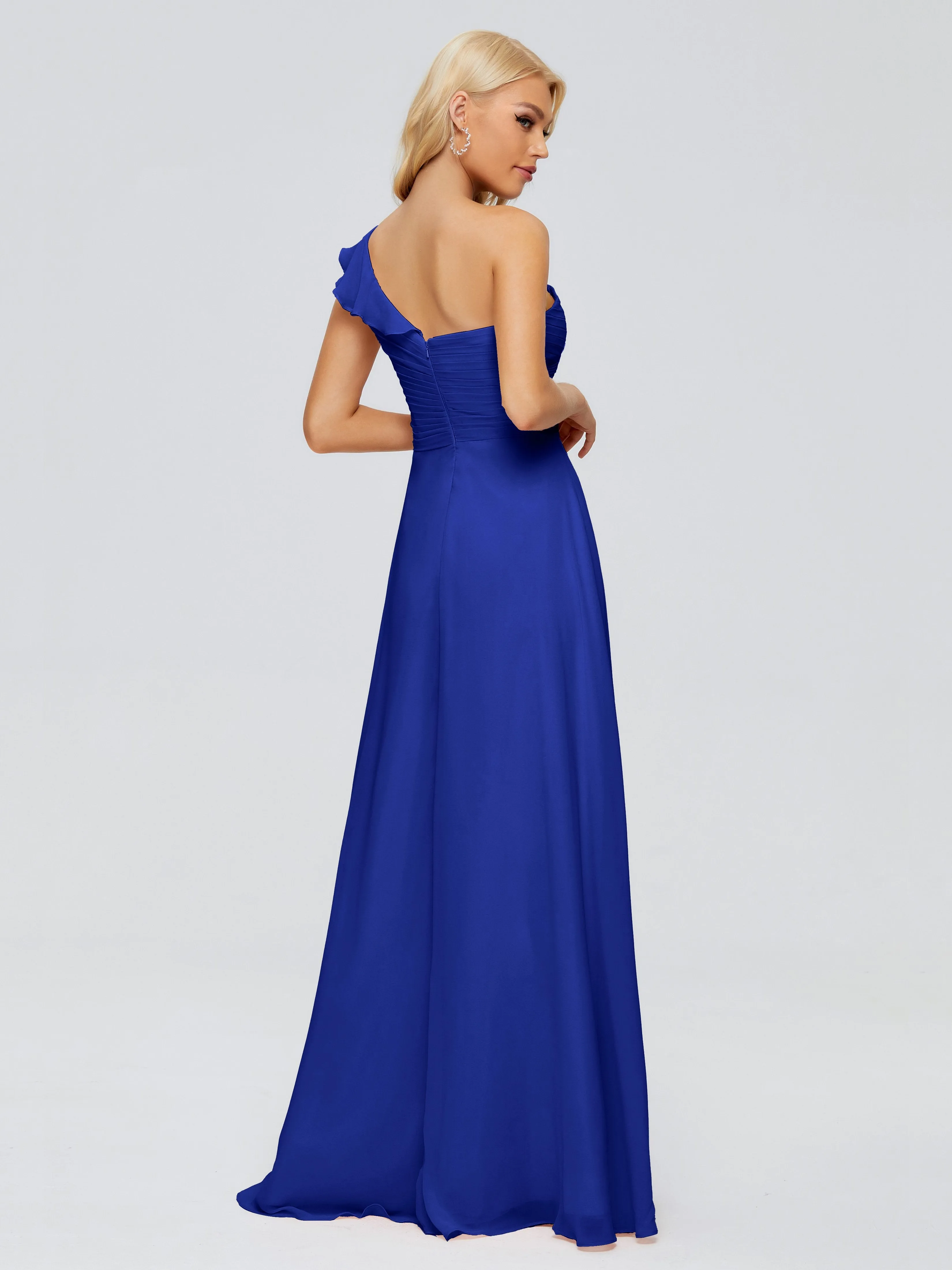 Kylie Pretty One-Shoulder Ruffles Chiffon Bridesmaid Dresses