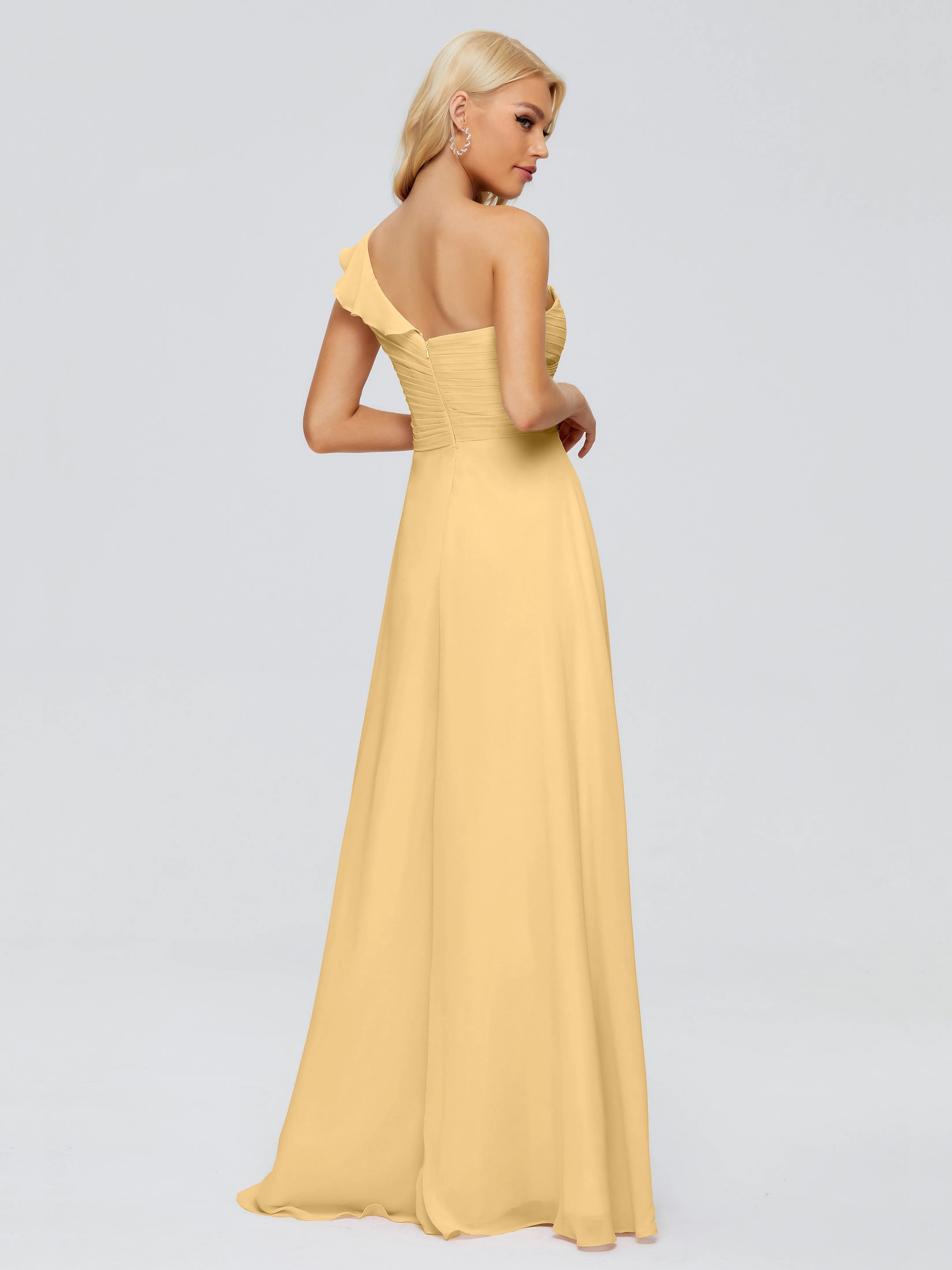 Kylie Pretty One-Shoulder Ruffles Chiffon Bridesmaid Dresses