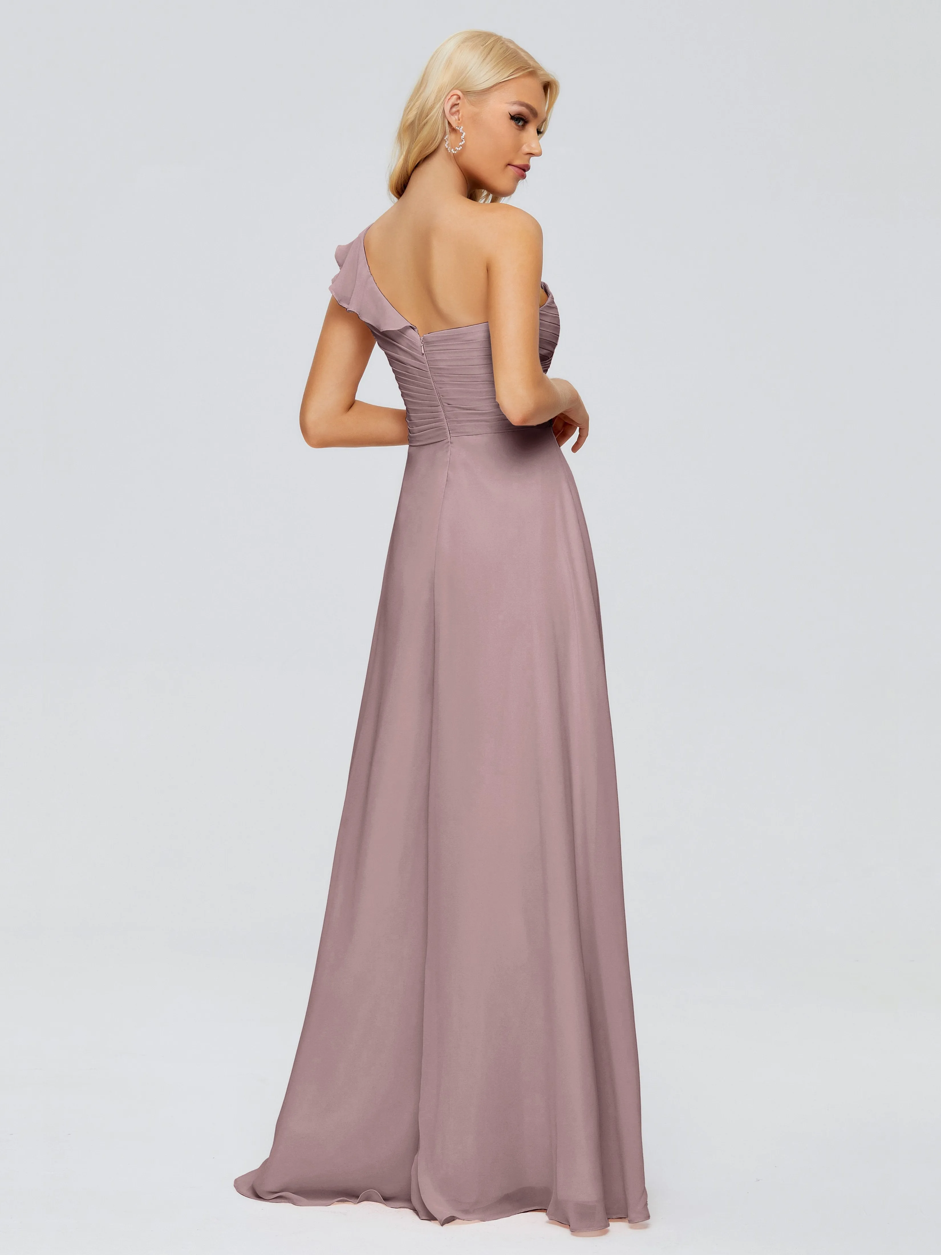 Kylie Pretty One-Shoulder Ruffles Chiffon Bridesmaid Dresses