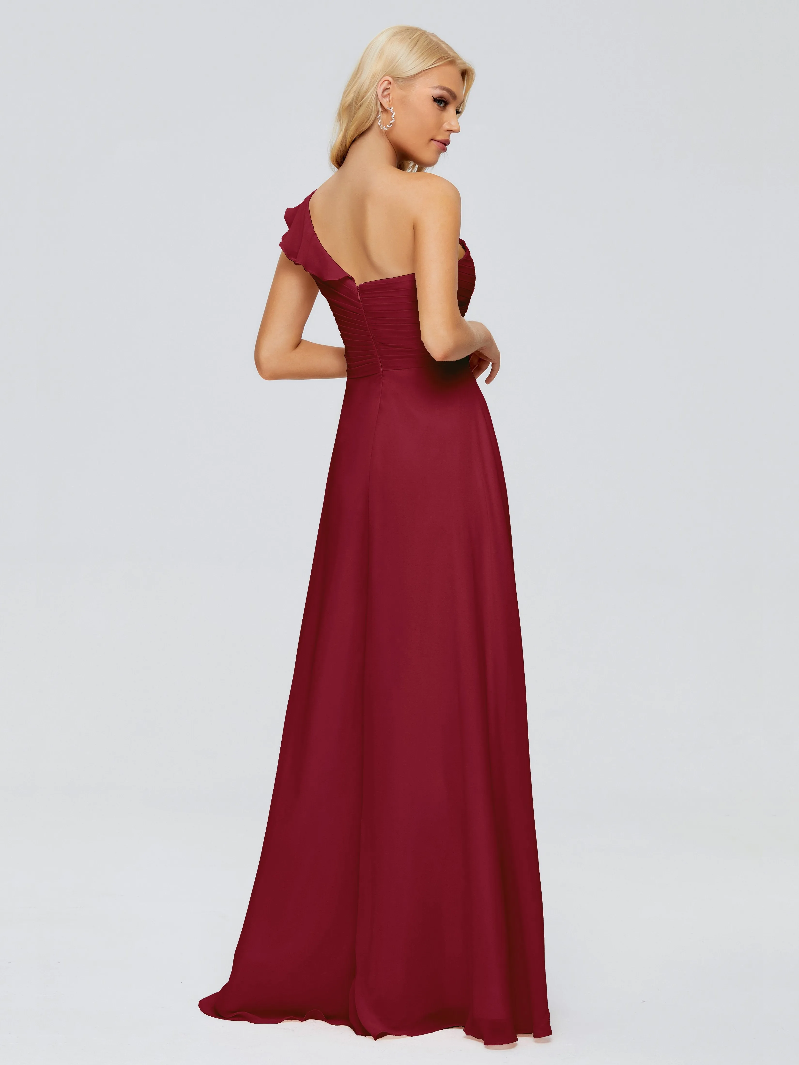 Kylie Pretty One-Shoulder Ruffles Chiffon Bridesmaid Dresses