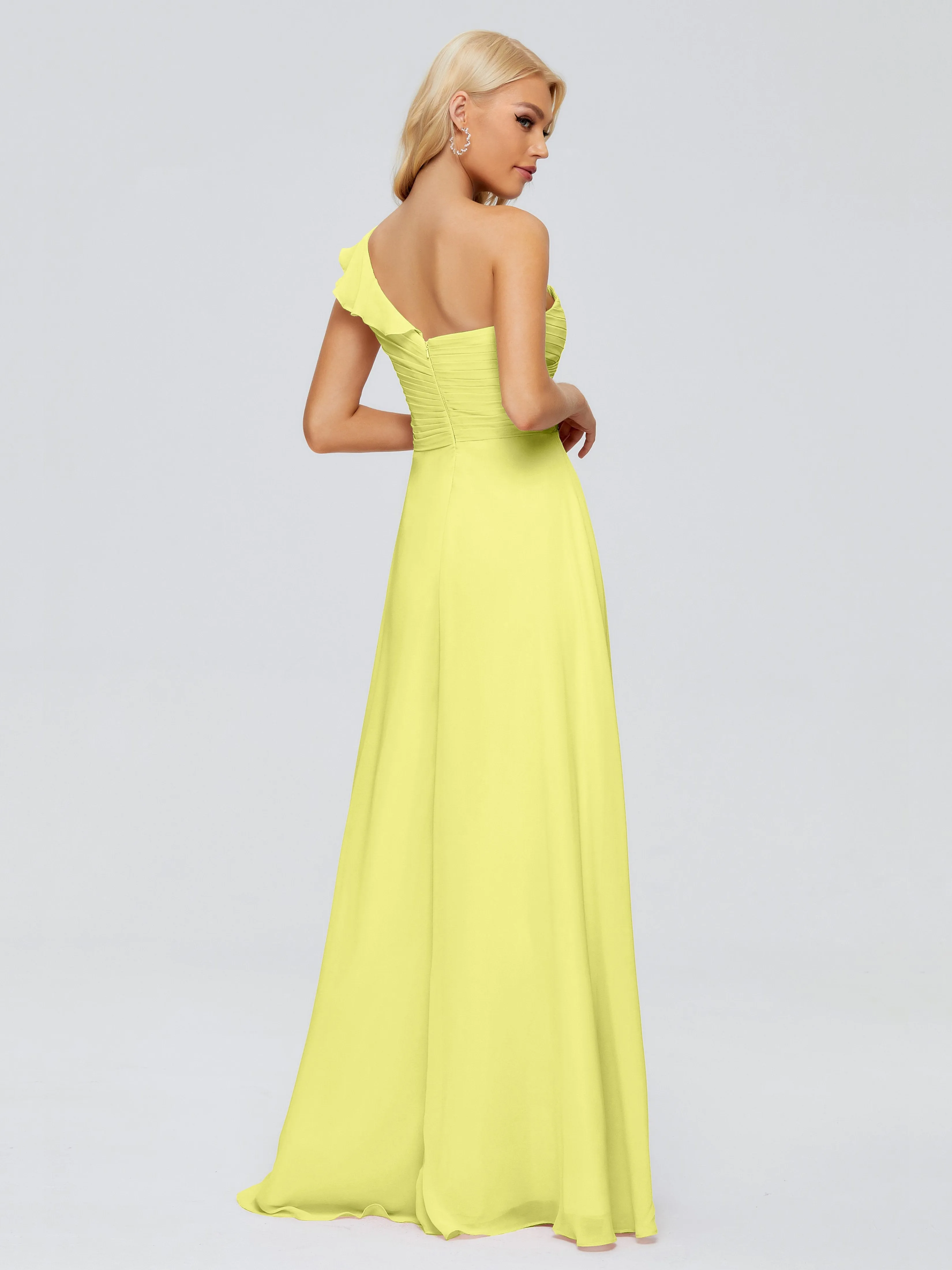 Kylie Pretty One-Shoulder Ruffles Chiffon Bridesmaid Dresses