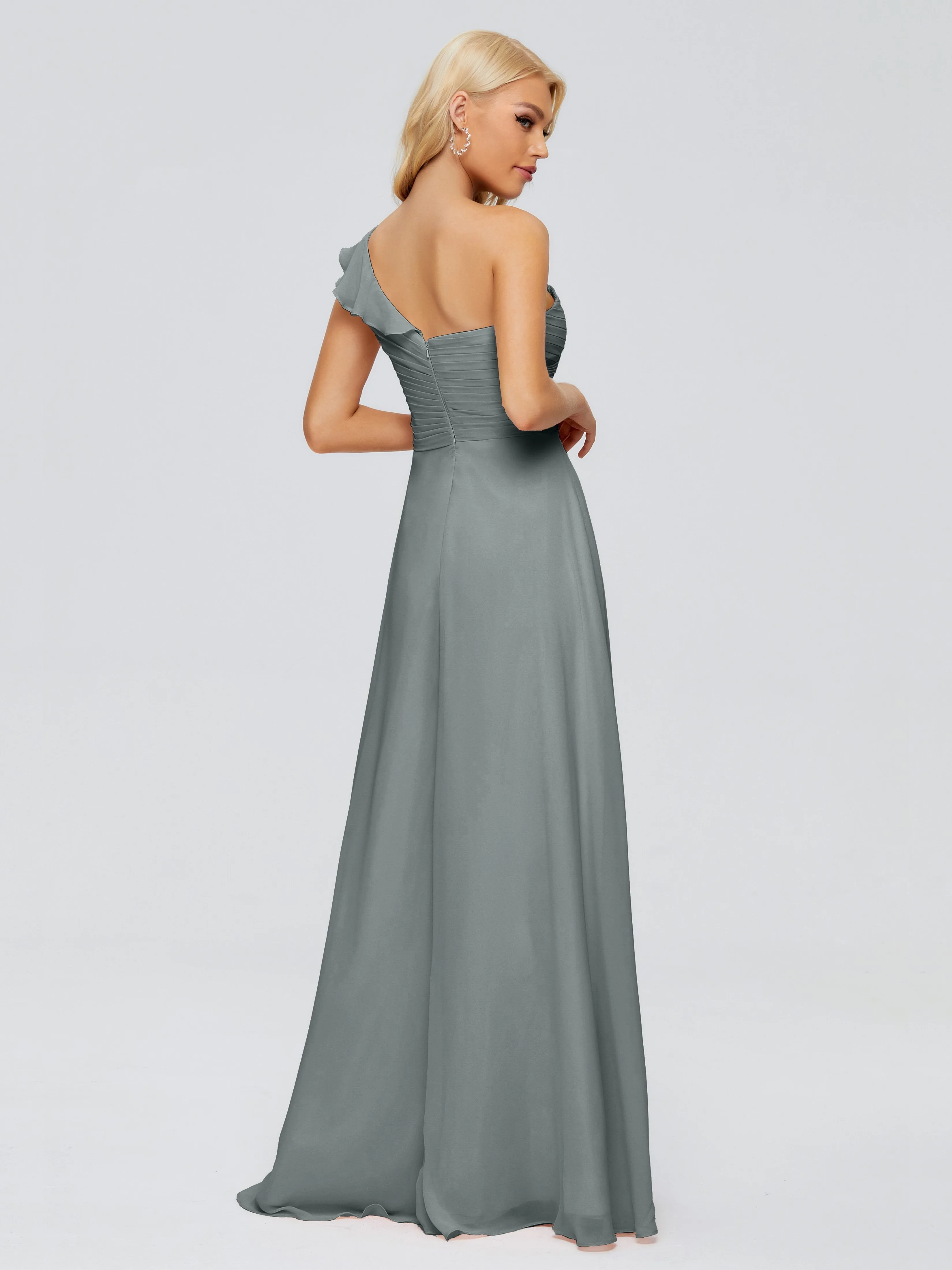 Kylie Pretty One-Shoulder Ruffles Chiffon Bridesmaid Dresses