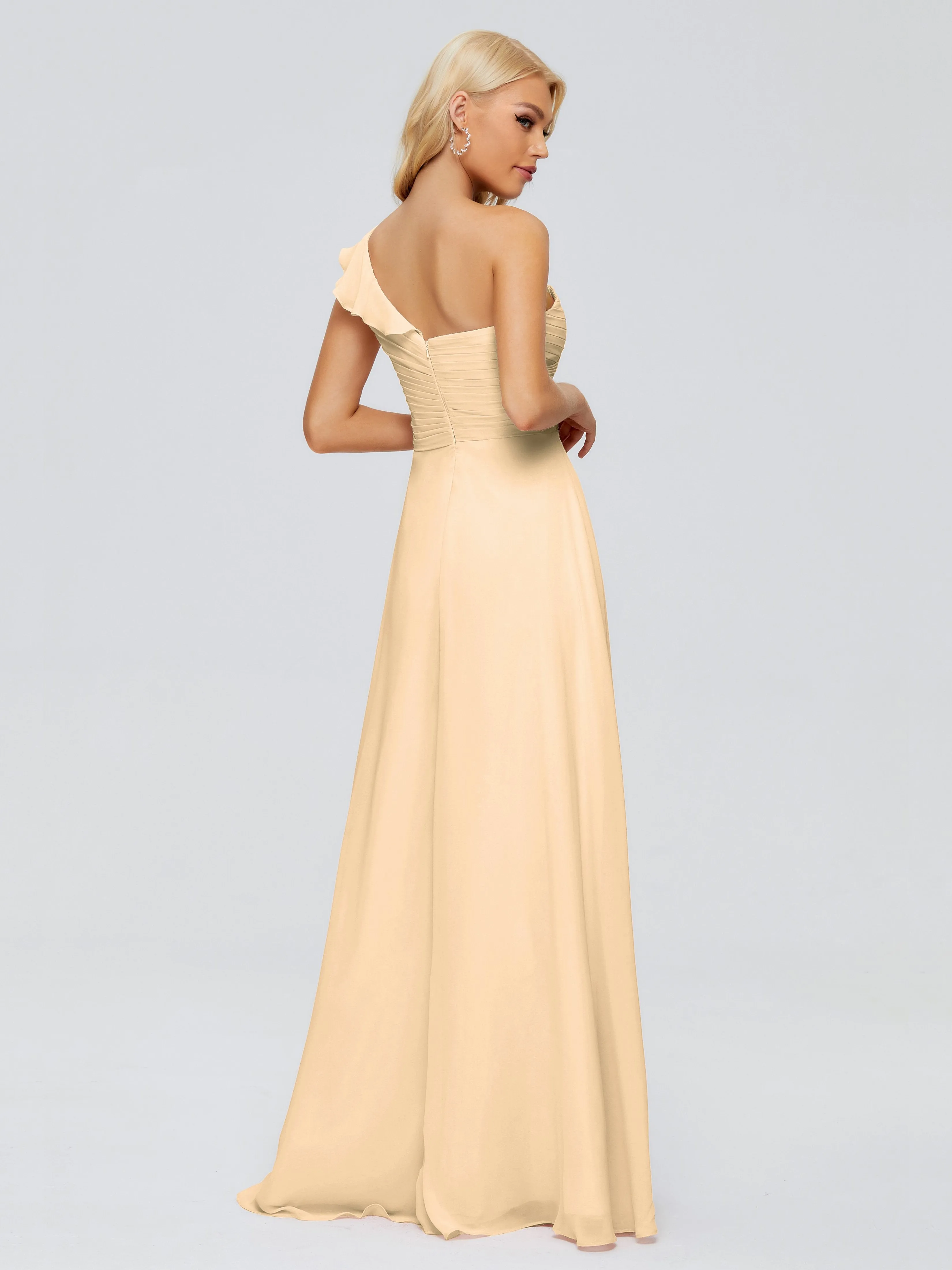 Kylie Pretty One-Shoulder Ruffles Chiffon Bridesmaid Dresses