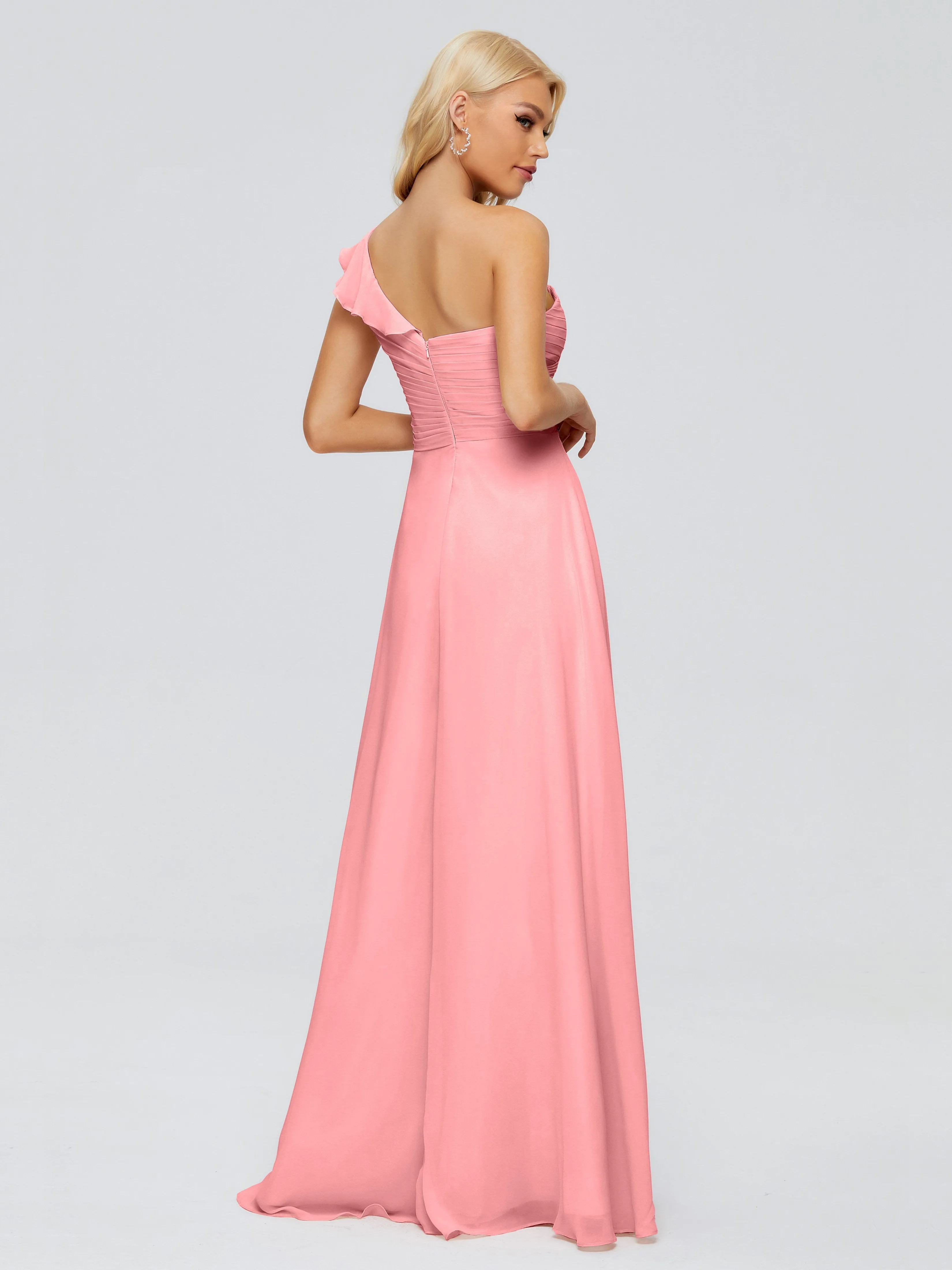 Kylie Pretty One-Shoulder Ruffles Chiffon Bridesmaid Dresses