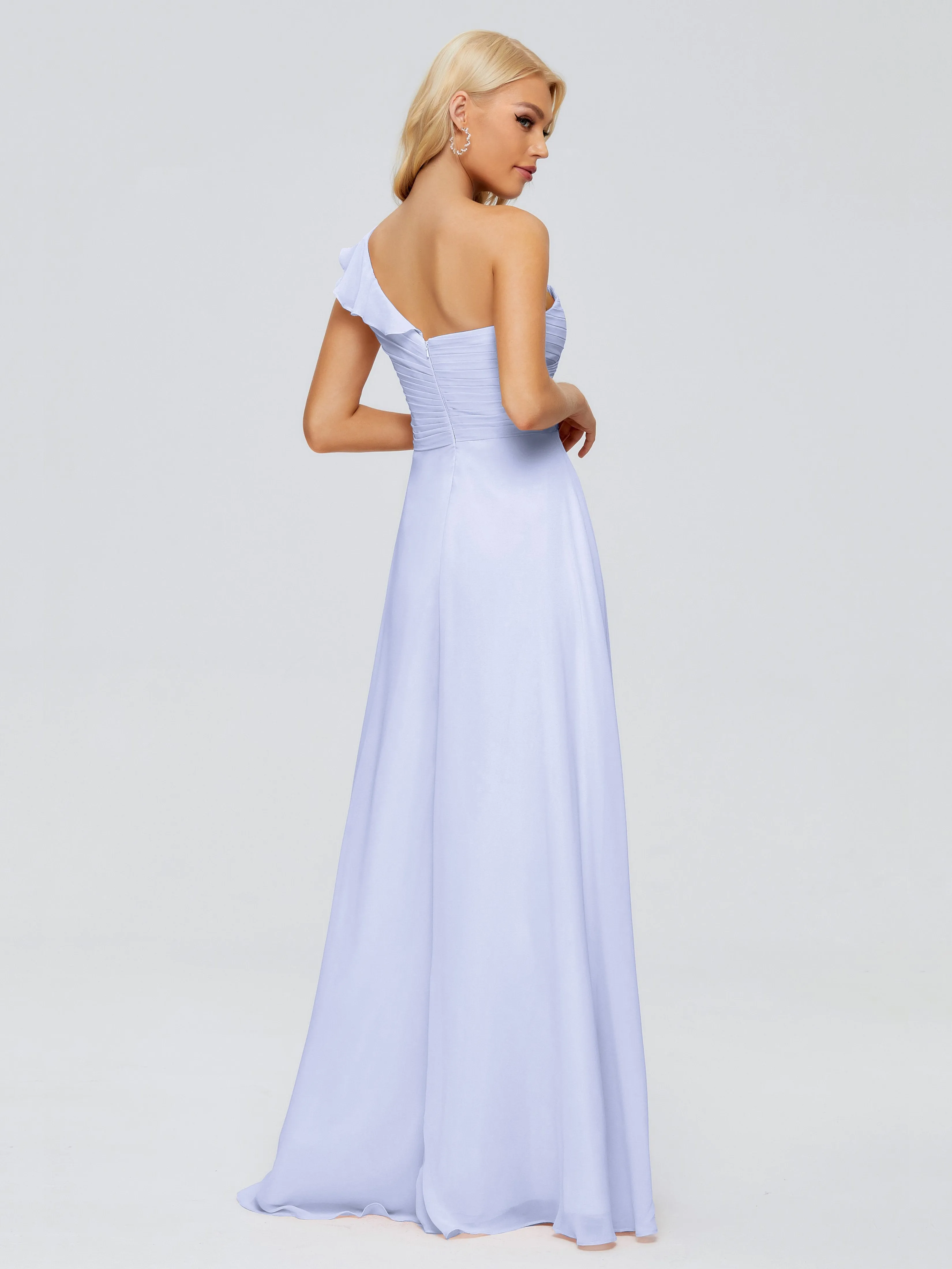 Kylie Pretty One-Shoulder Ruffles Chiffon Bridesmaid Dresses