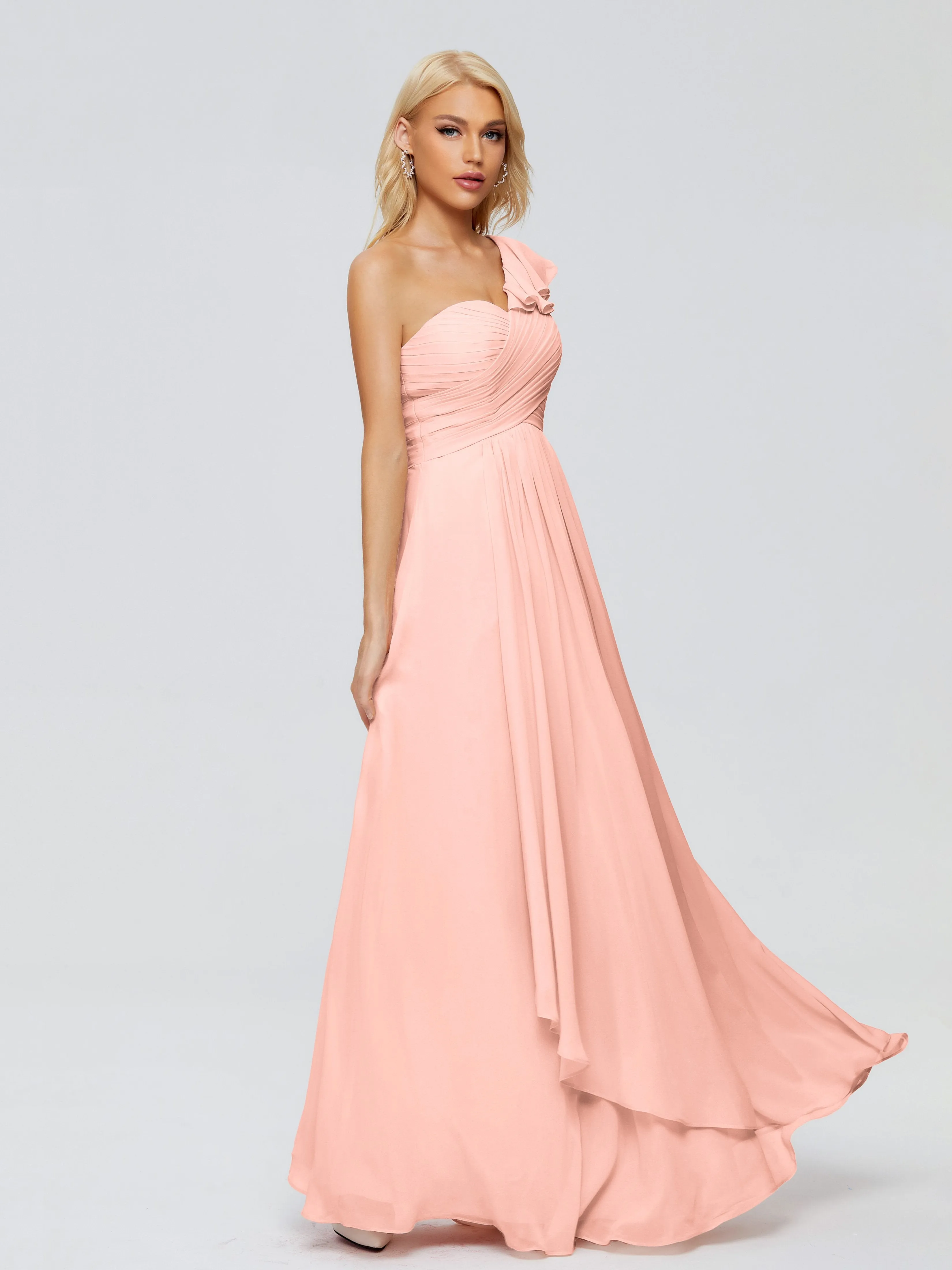 Kylie Pretty One-Shoulder Ruffles Chiffon Bridesmaid Dresses