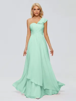 Kylie Pretty One-Shoulder Ruffles Chiffon Bridesmaid Dresses