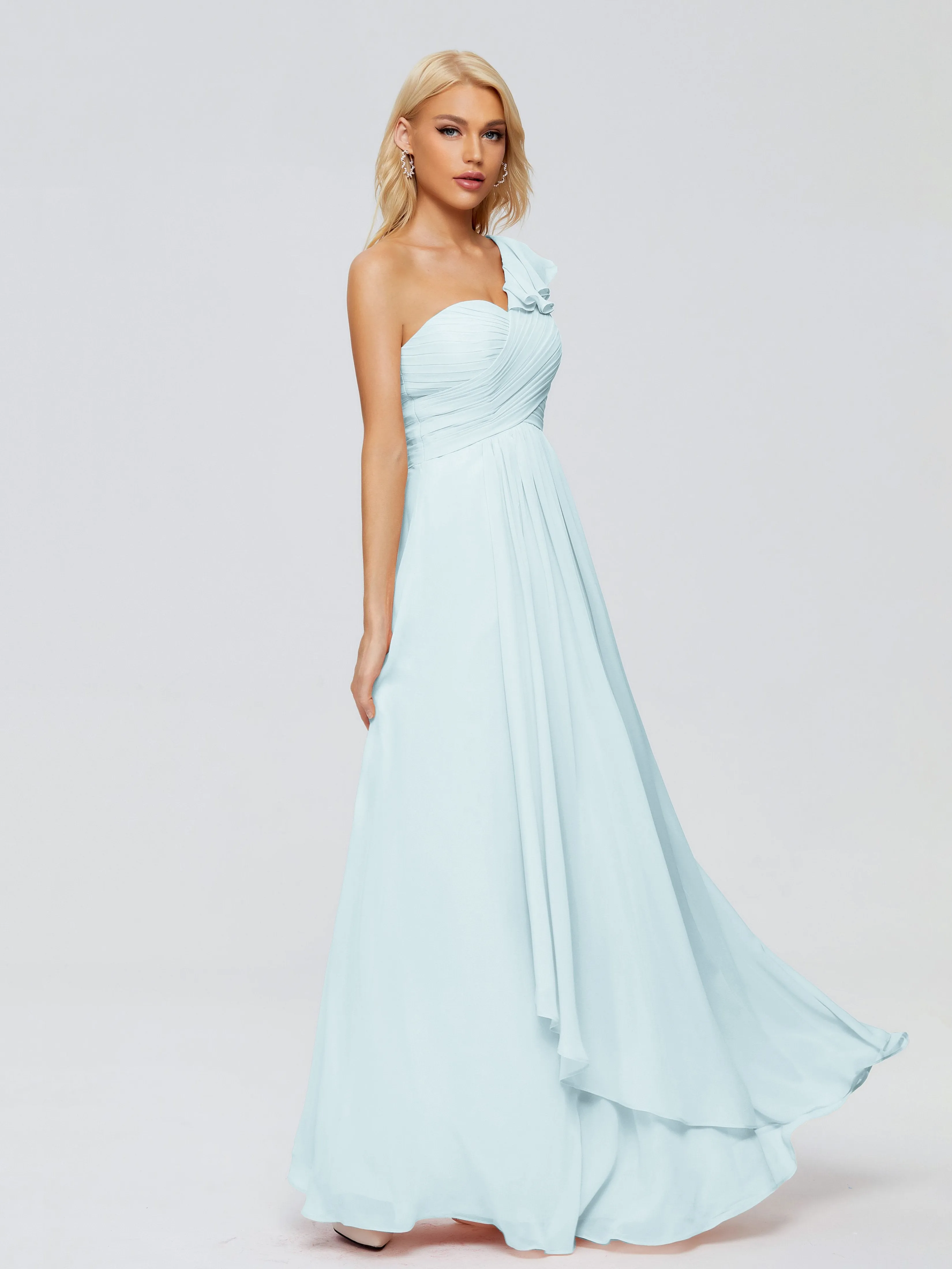 Kylie Pretty One-Shoulder Ruffles Chiffon Bridesmaid Dresses