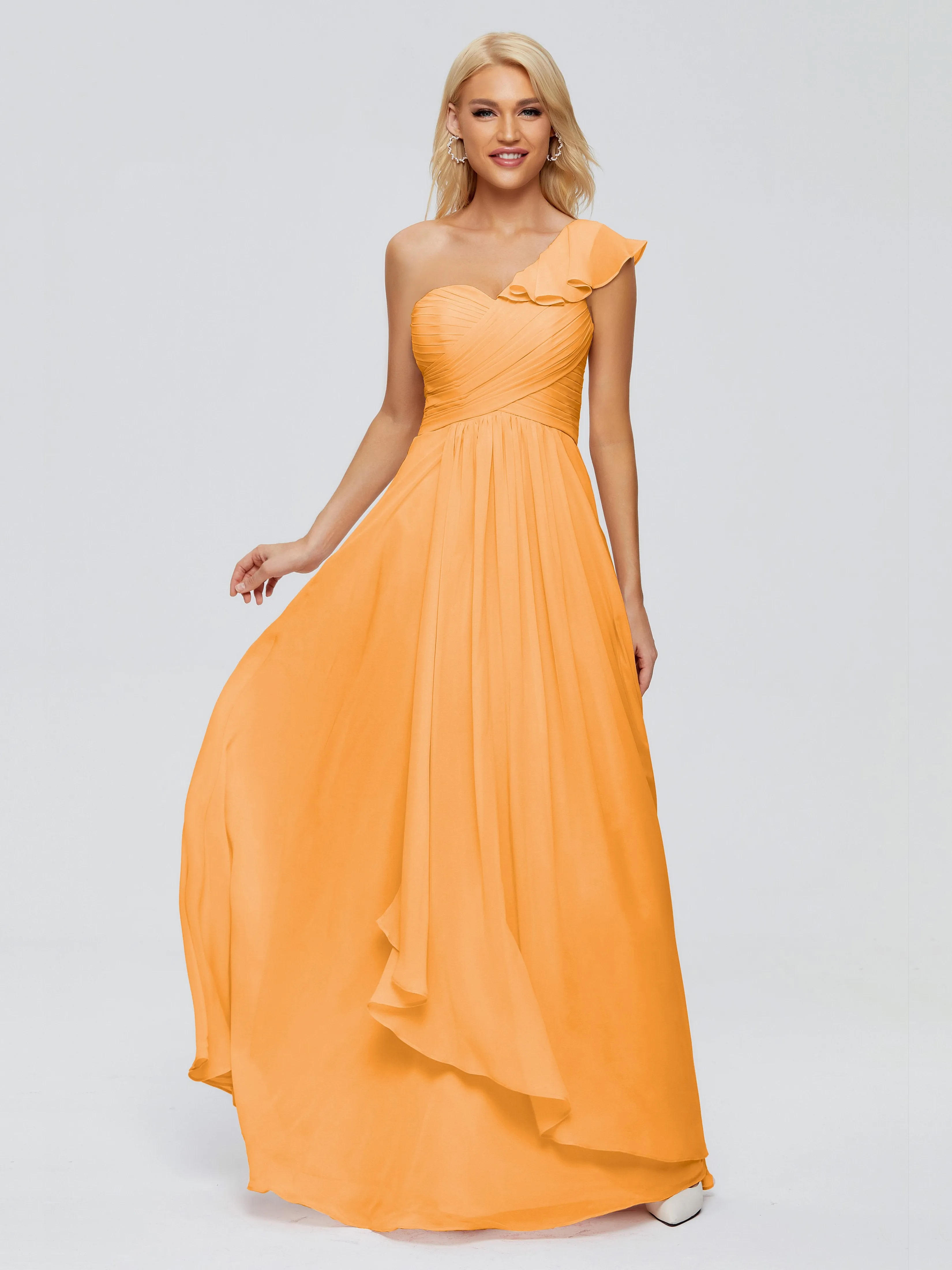 Kylie Pretty One-Shoulder Ruffles Chiffon Bridesmaid Dresses