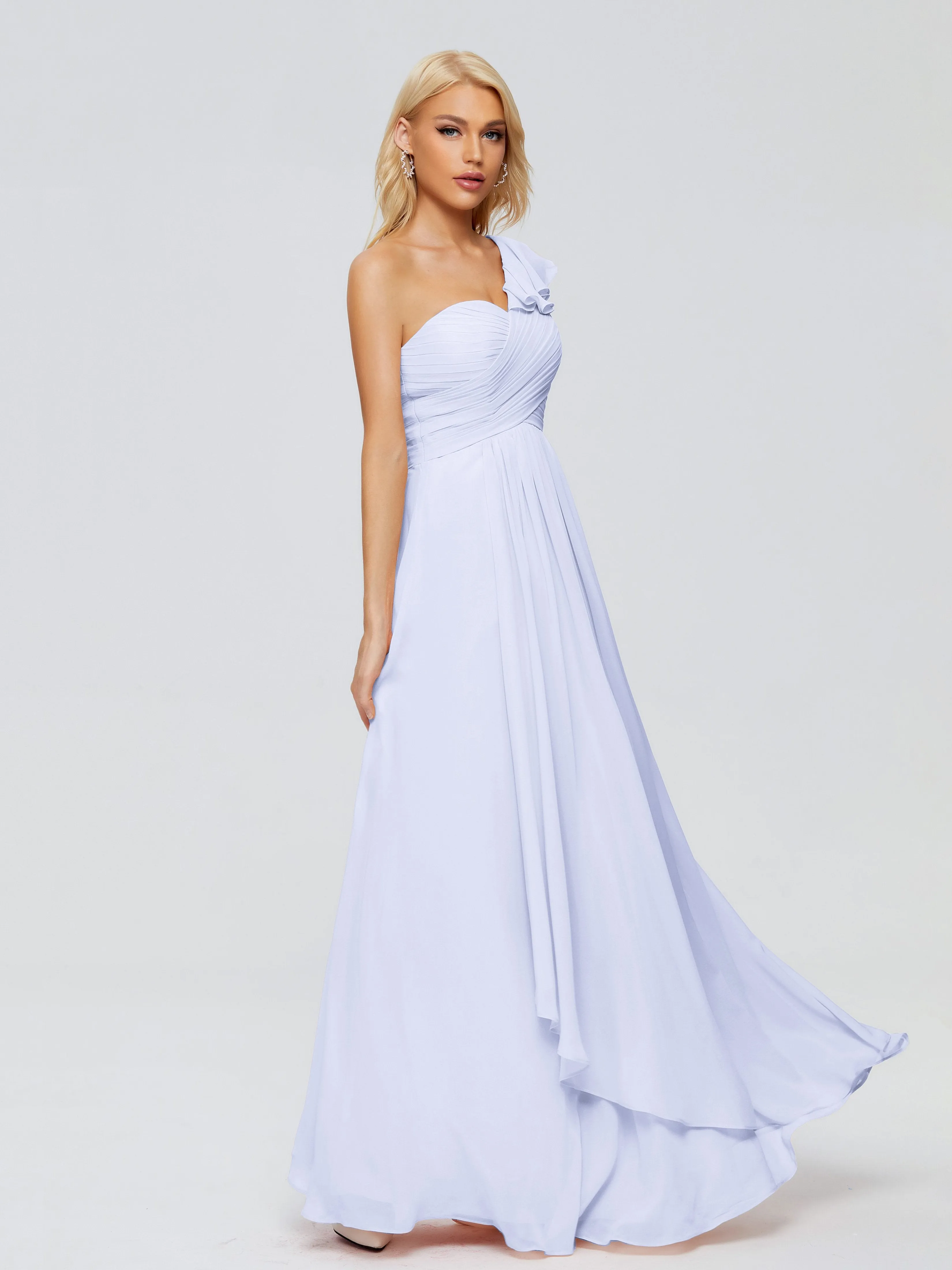 Kylie Pretty One-Shoulder Ruffles Chiffon Bridesmaid Dresses