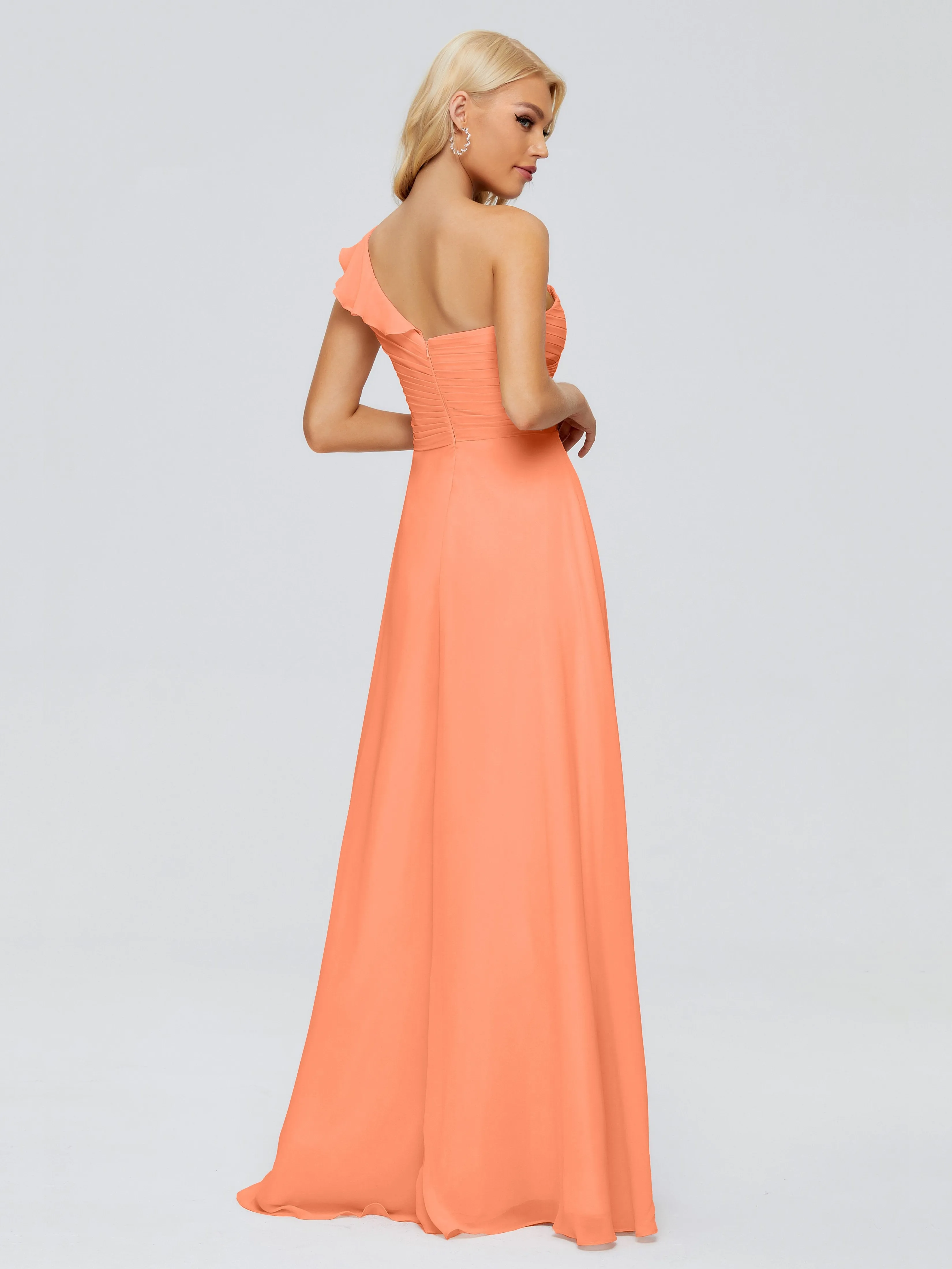 Kylie Pretty One-Shoulder Ruffles Chiffon Bridesmaid Dresses