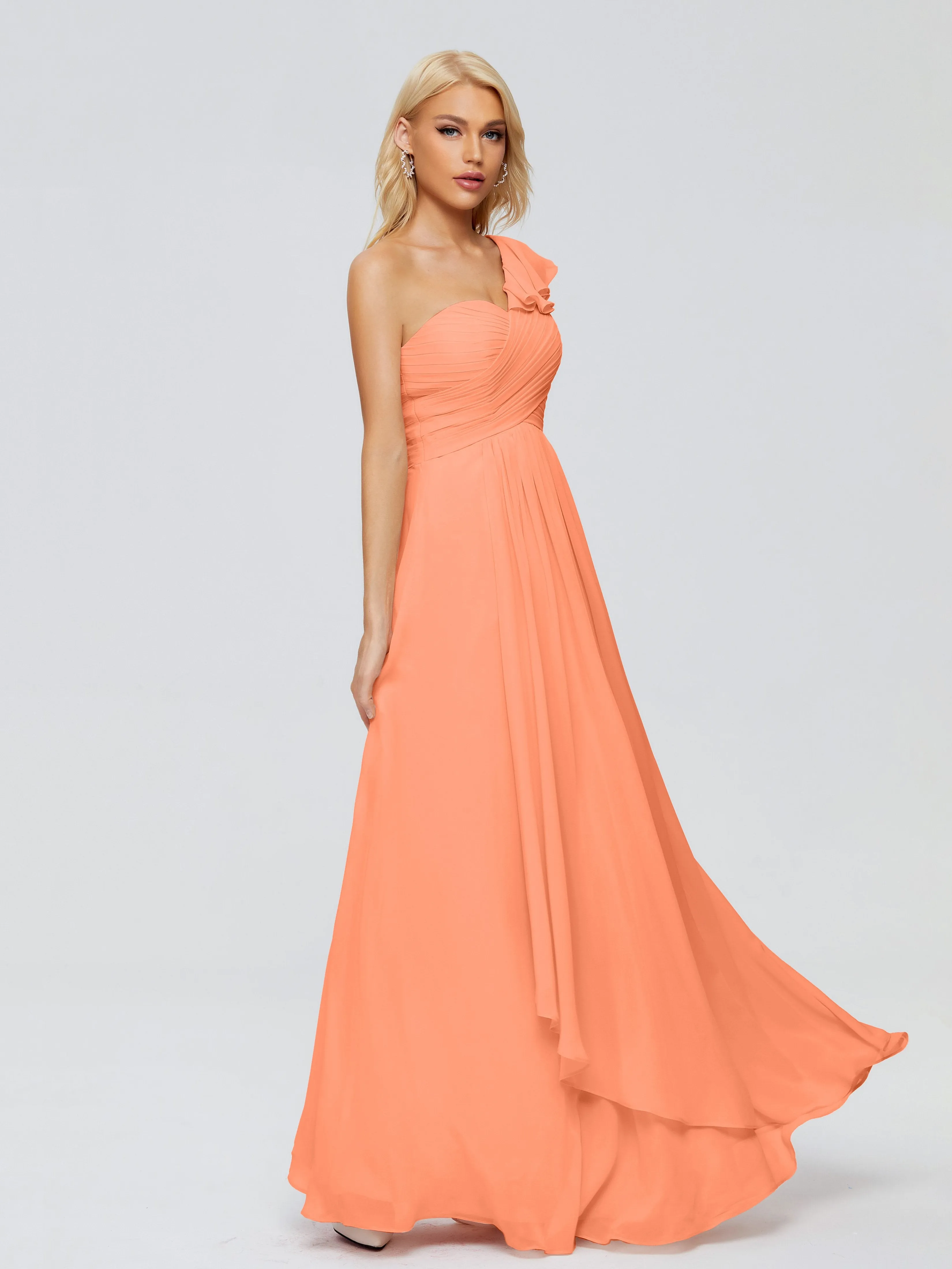 Kylie Pretty One-Shoulder Ruffles Chiffon Bridesmaid Dresses