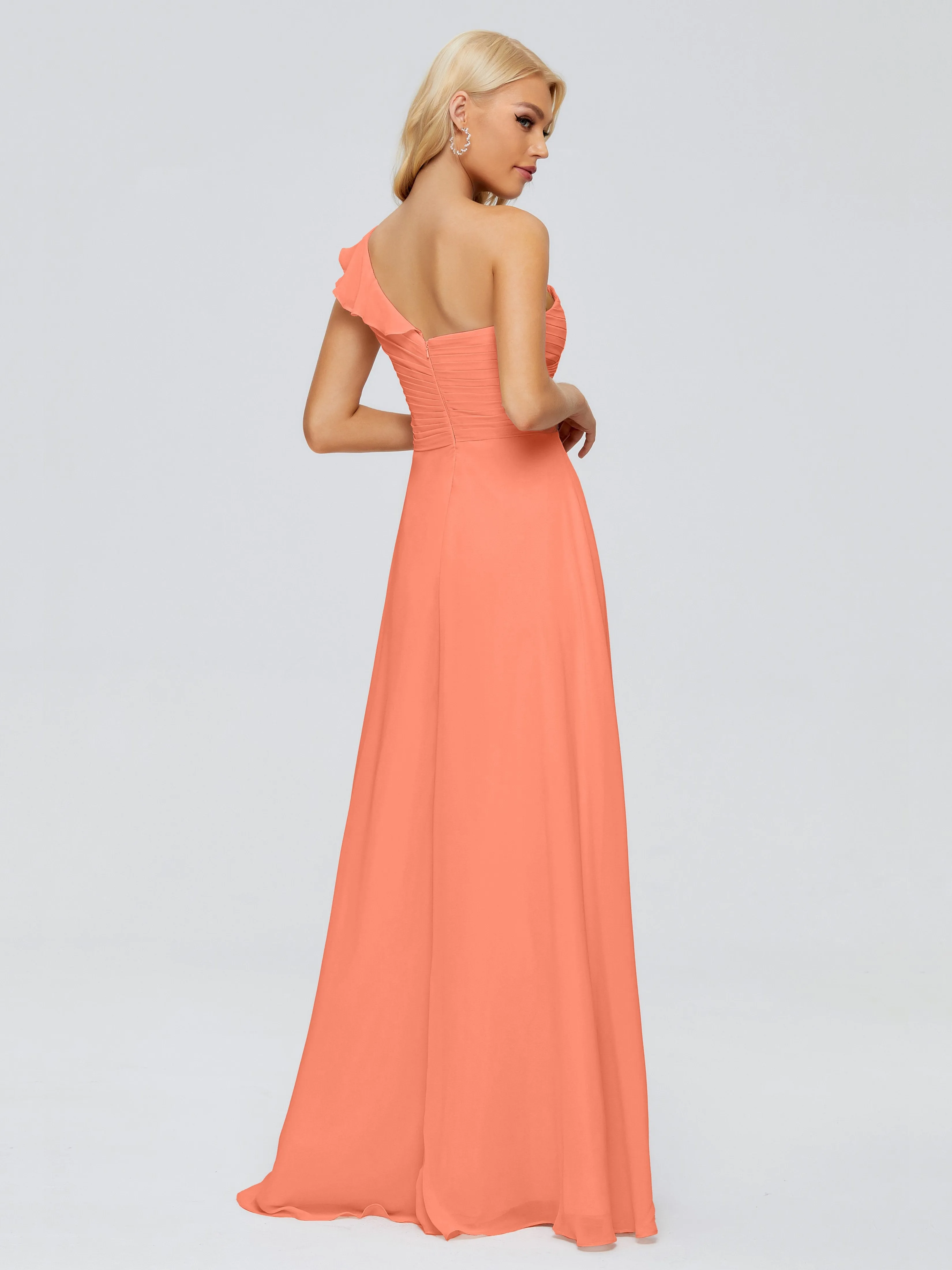 Kylie Pretty One-Shoulder Ruffles Chiffon Bridesmaid Dresses