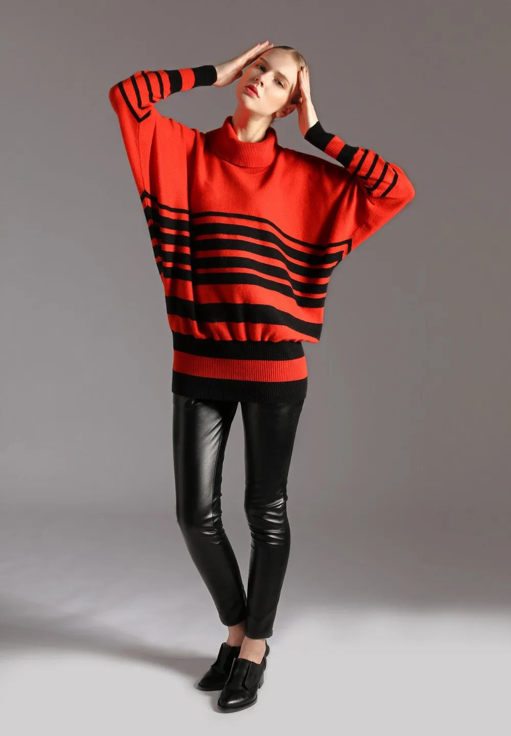 Ladies Oversized Striped Sweater