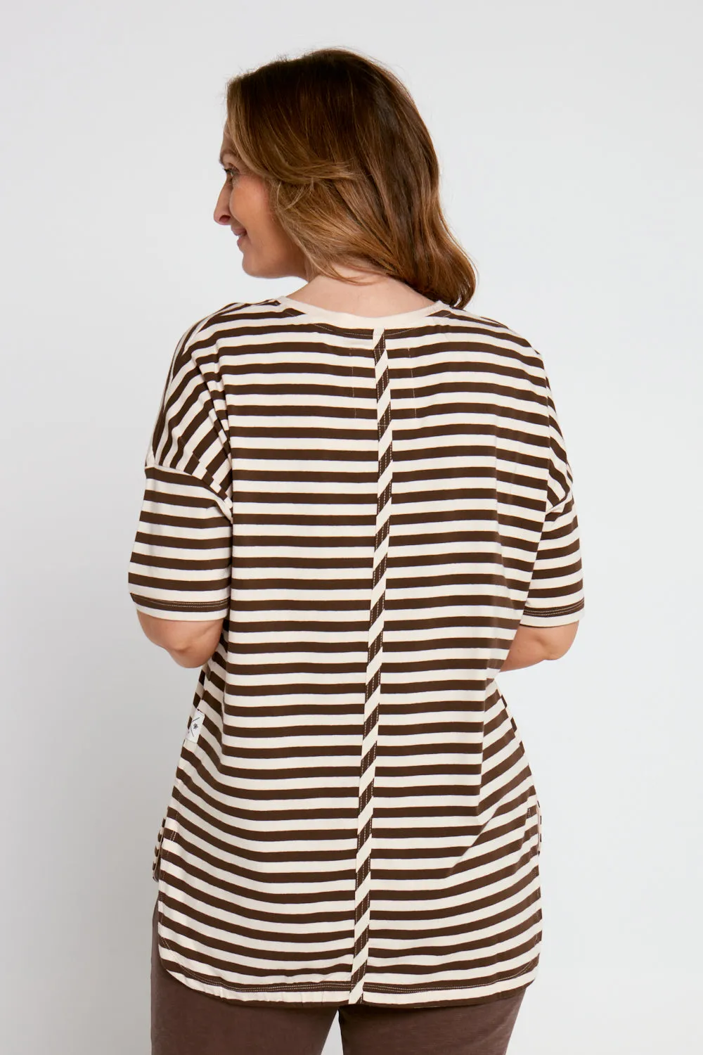 Lauren Short Sleeve Tee - Chocolate Stripe