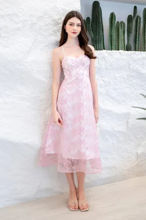 LAVIN LACE EMBOSSED MAXI IN PINK