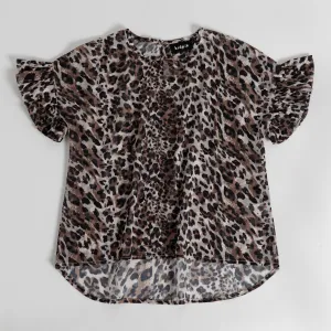 Leopard Ruffle Sleeve top