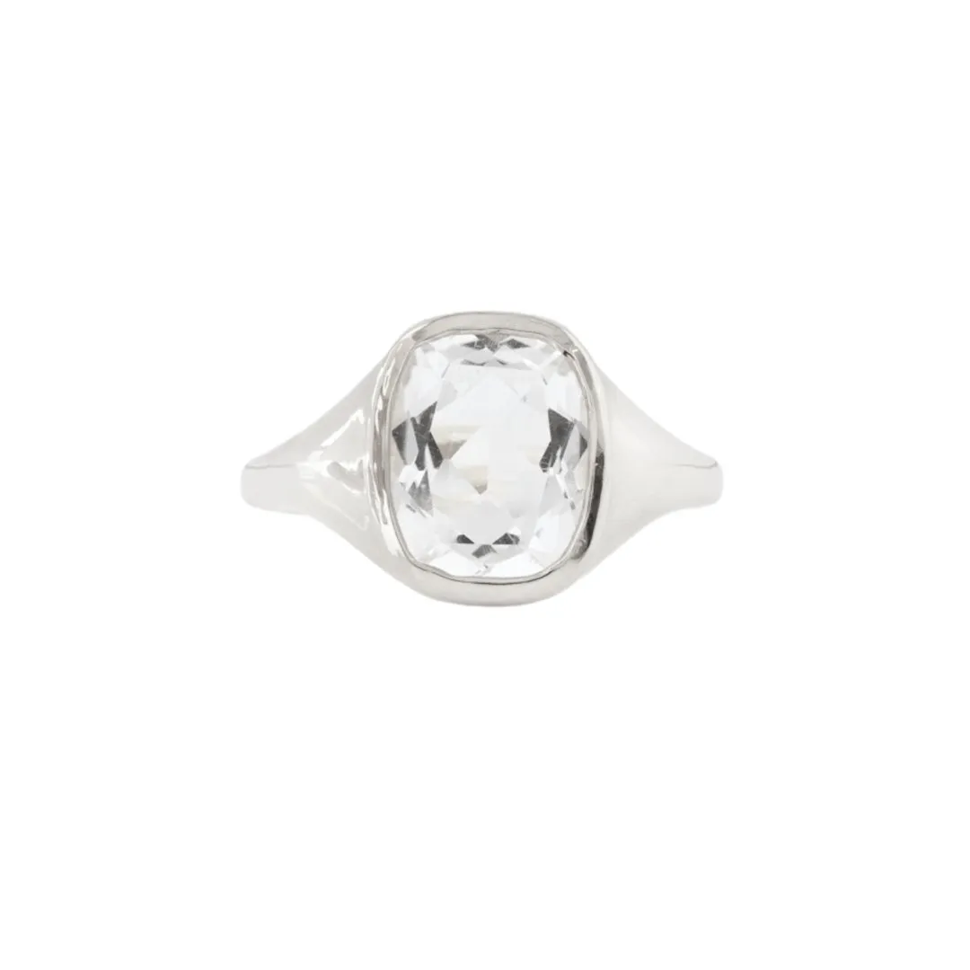 LOVE VINTAGE SIGNET RING - ROCK CRYSTAL & SILVER