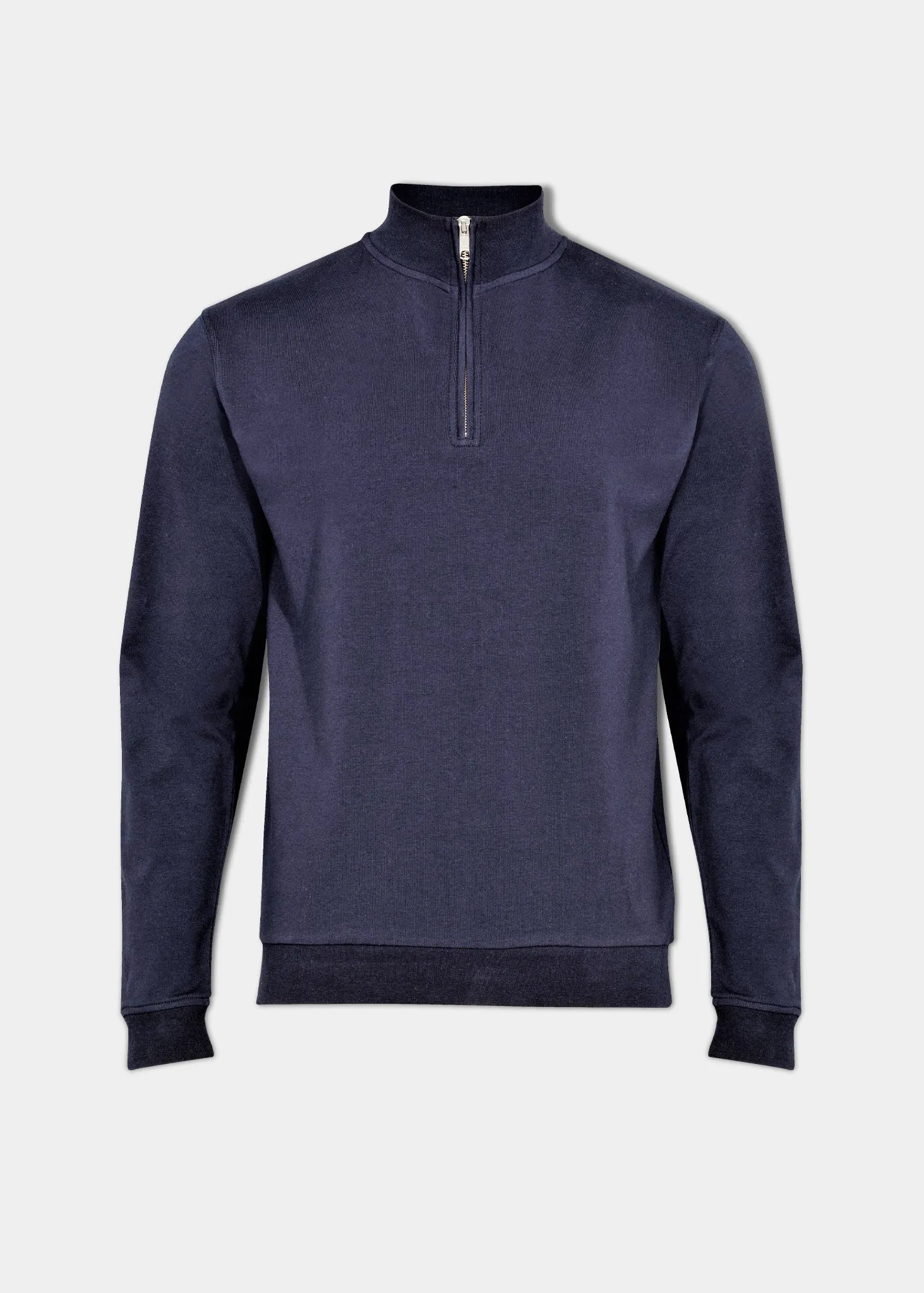 Luston Cotton 1/4 Zip Mock Jumper In Navy