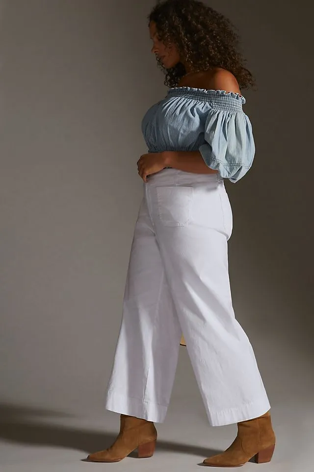 Maeve Colette cropped wide trousers, white