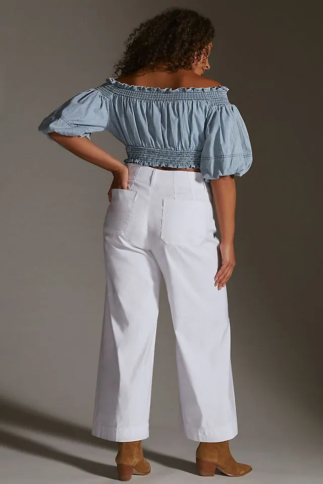 Maeve Colette cropped wide trousers, white