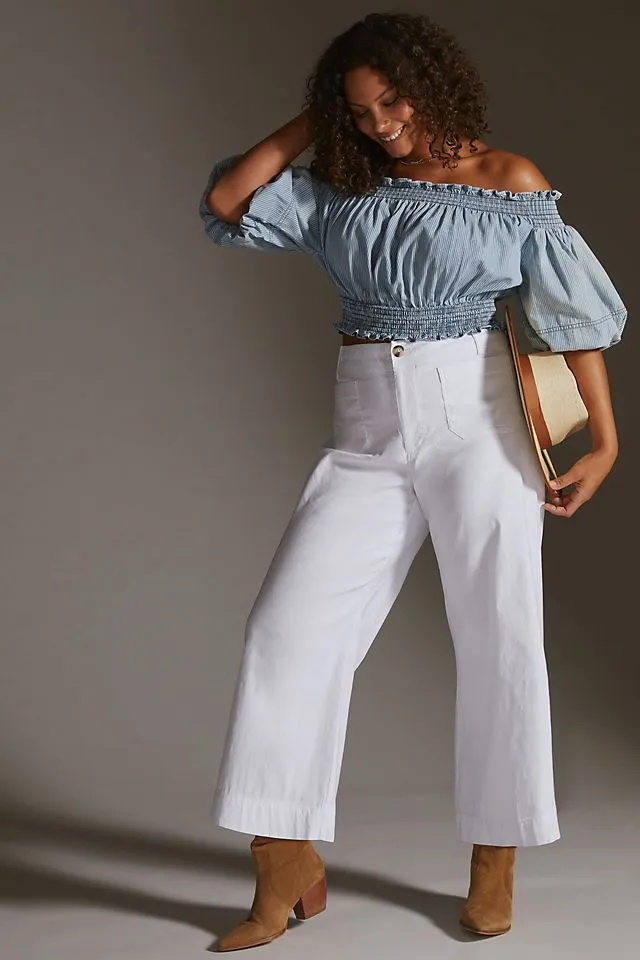 Maeve Colette cropped wide trousers, white