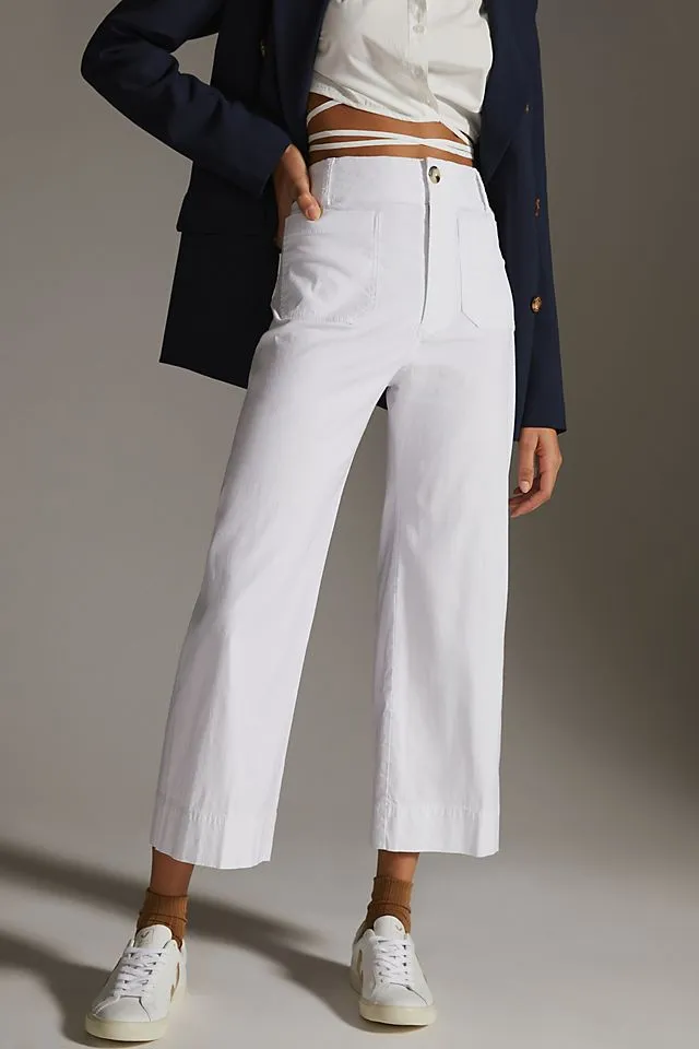 Maeve Colette cropped wide trousers, white