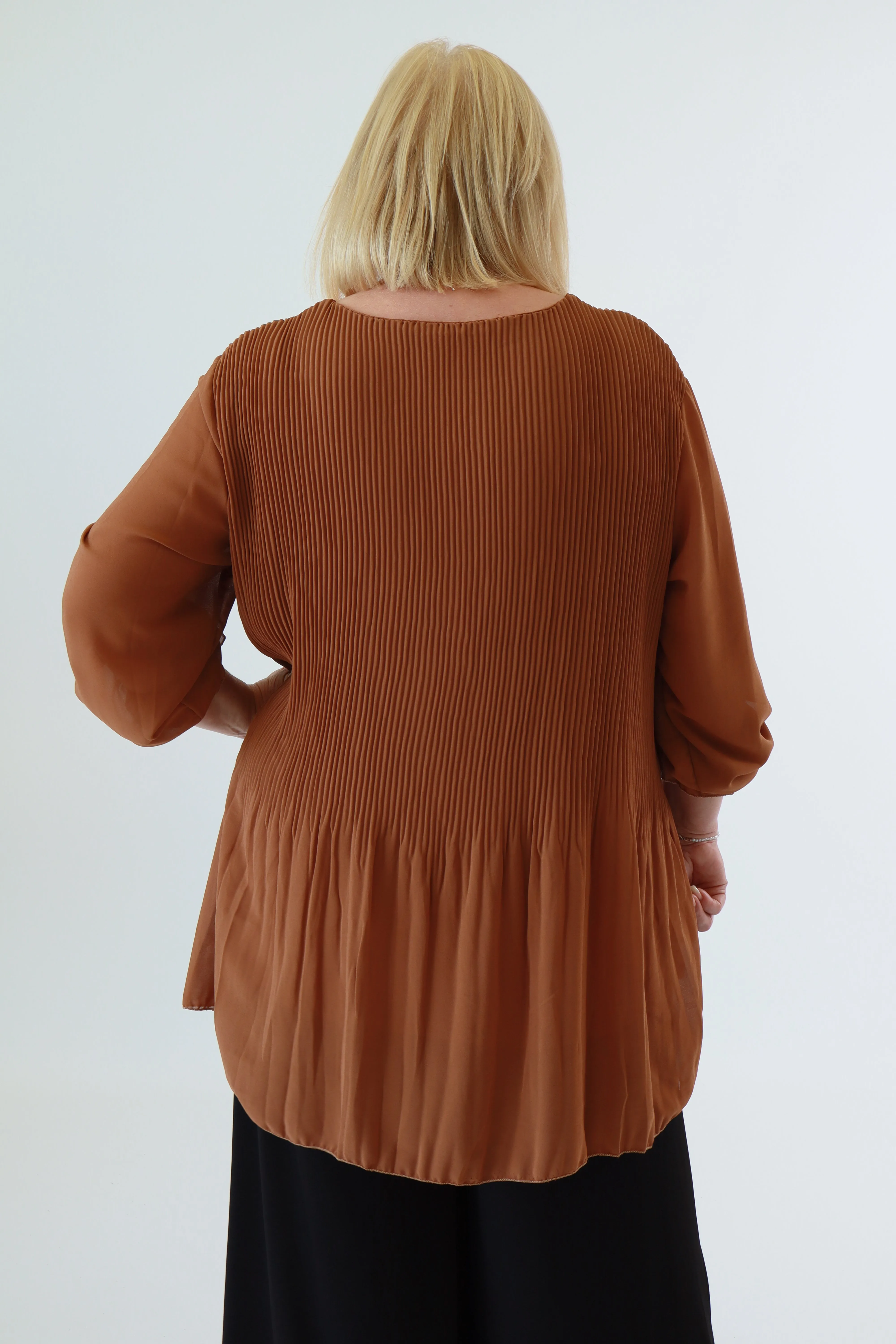 Maizie Pleated Blouse in Tan