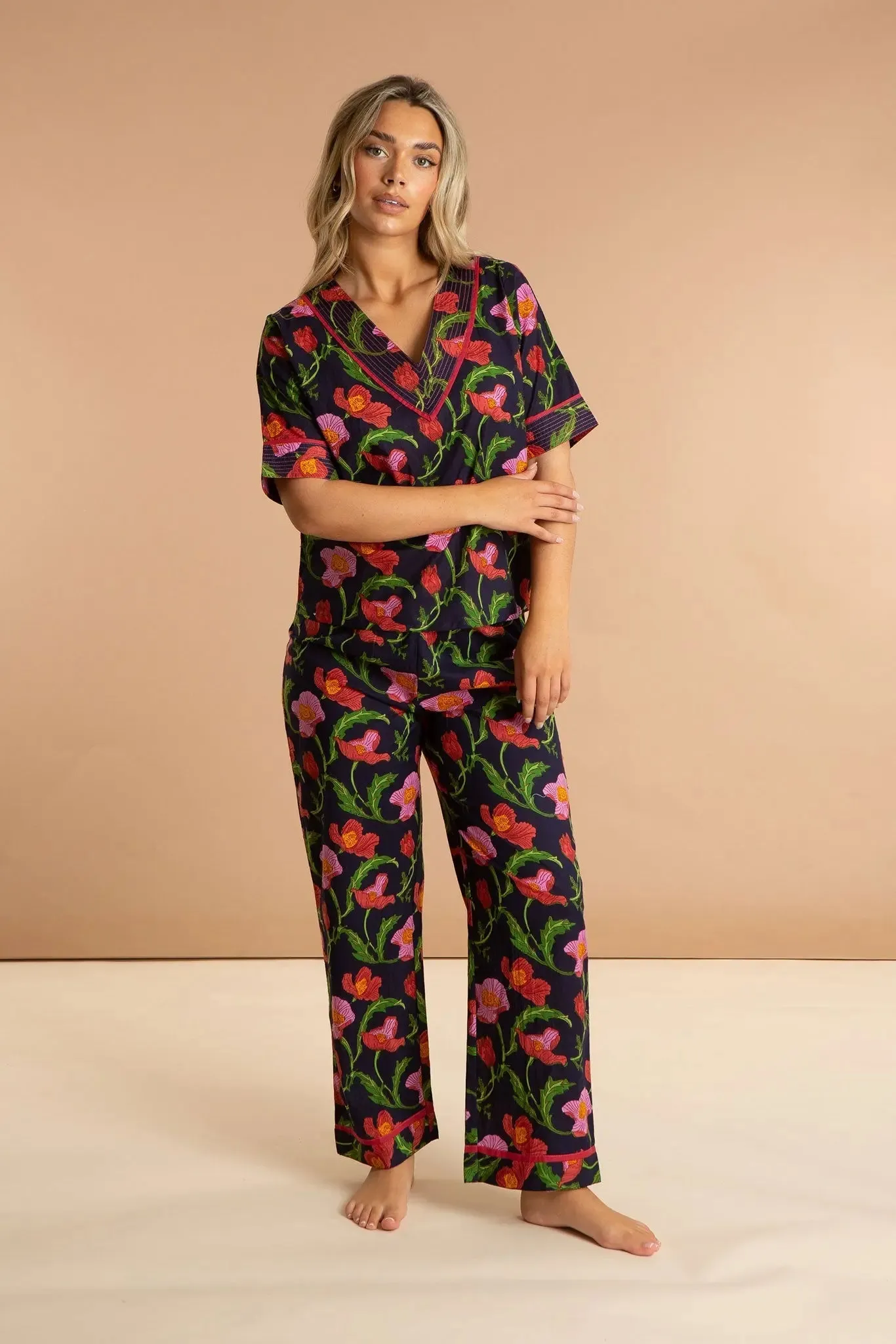 Midnight Sweetpea Women's Floral Cotton Pyjamas