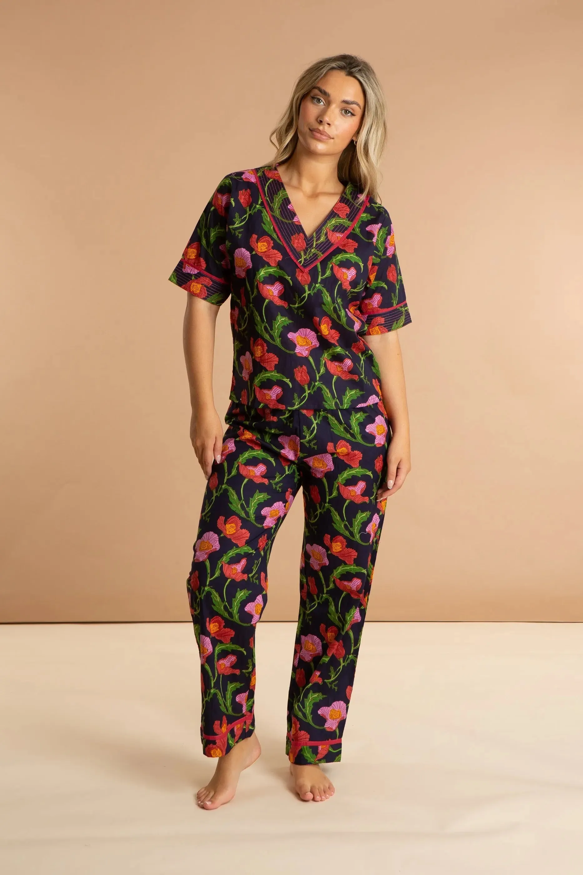 Midnight Sweetpea Women's Floral Cotton Pyjamas