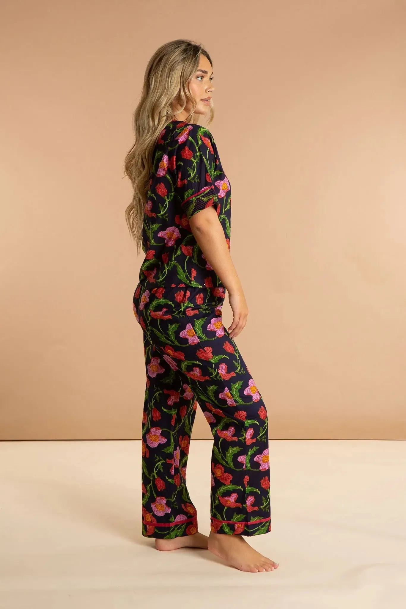 Midnight Sweetpea Women's Floral Cotton Pyjamas