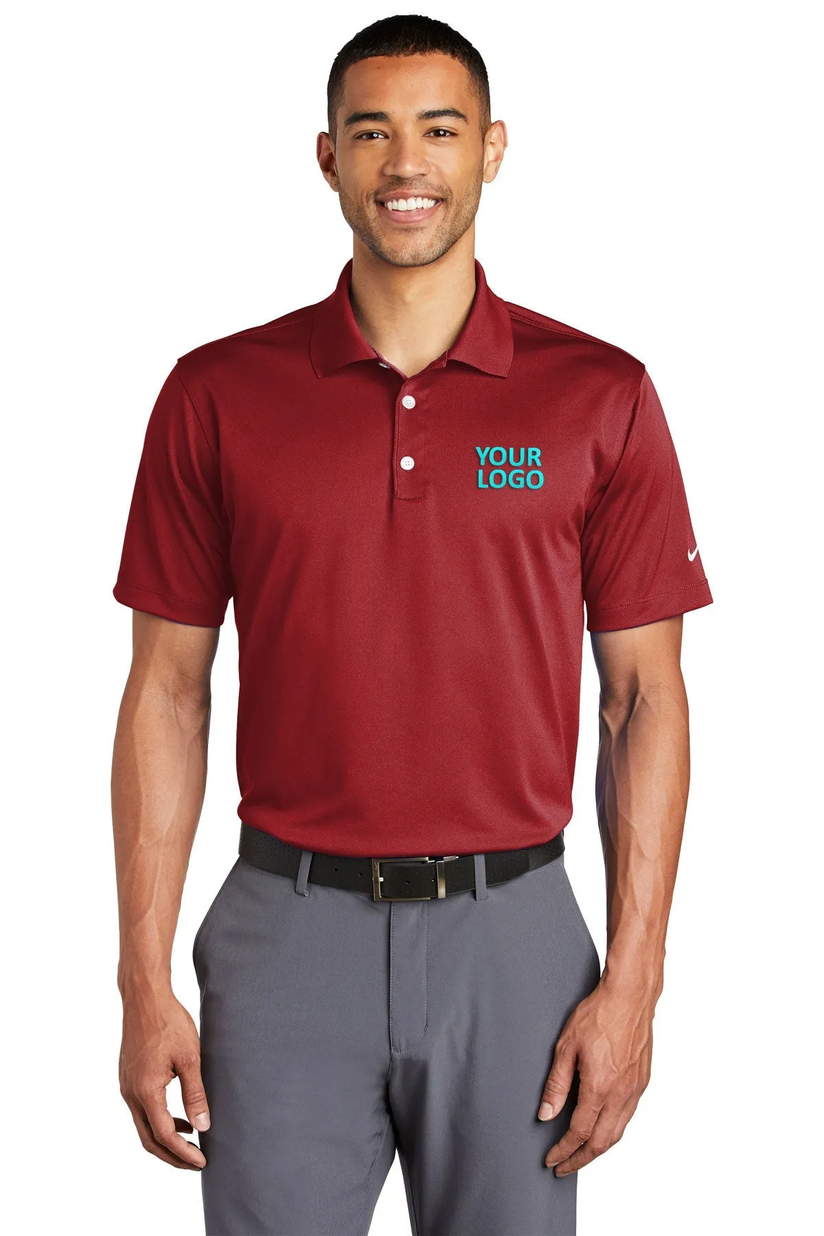 Nike Tech Basic Dri-FIT Custom Polos, Pro Red