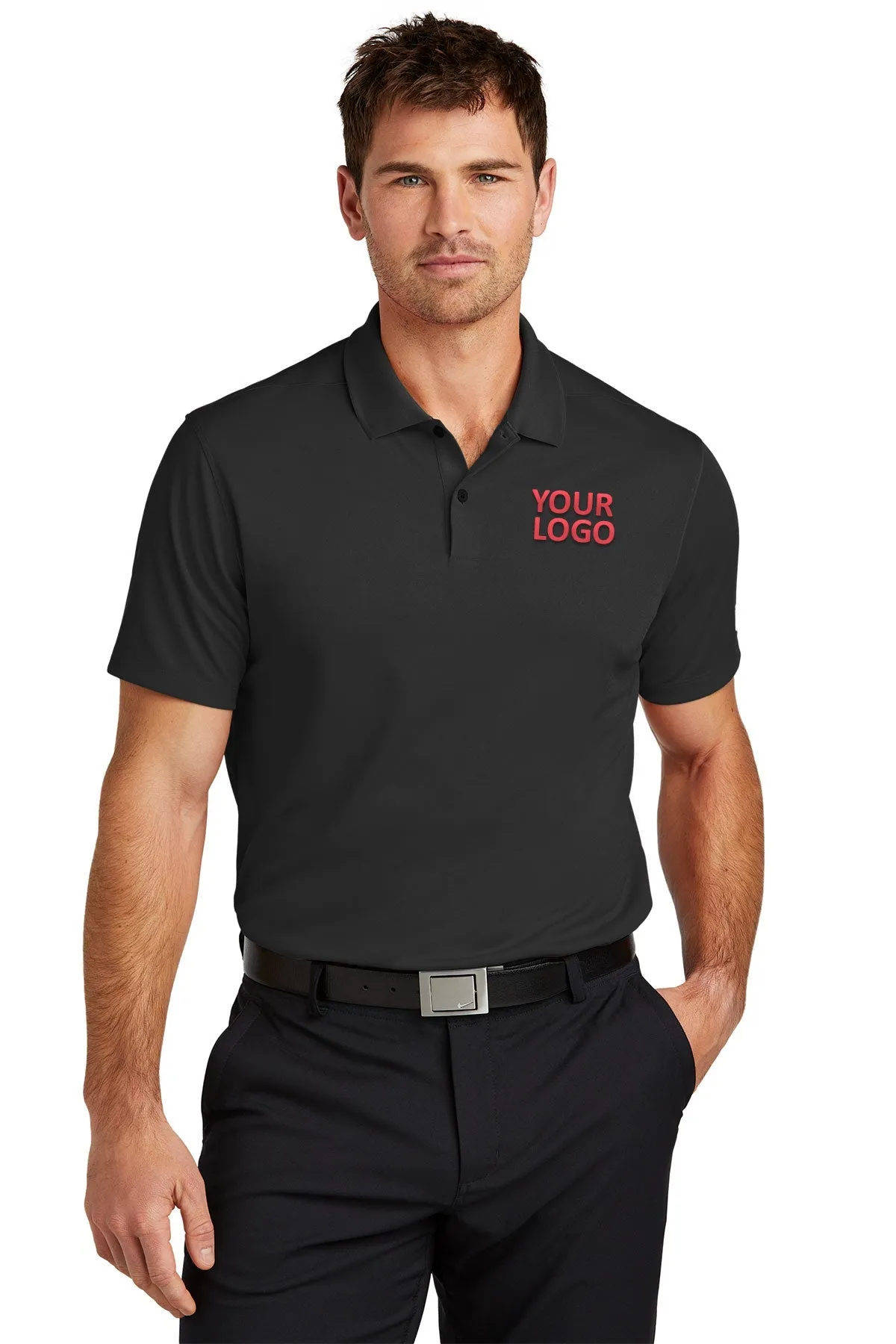 Nike Victory Solid Custom Polos, Black