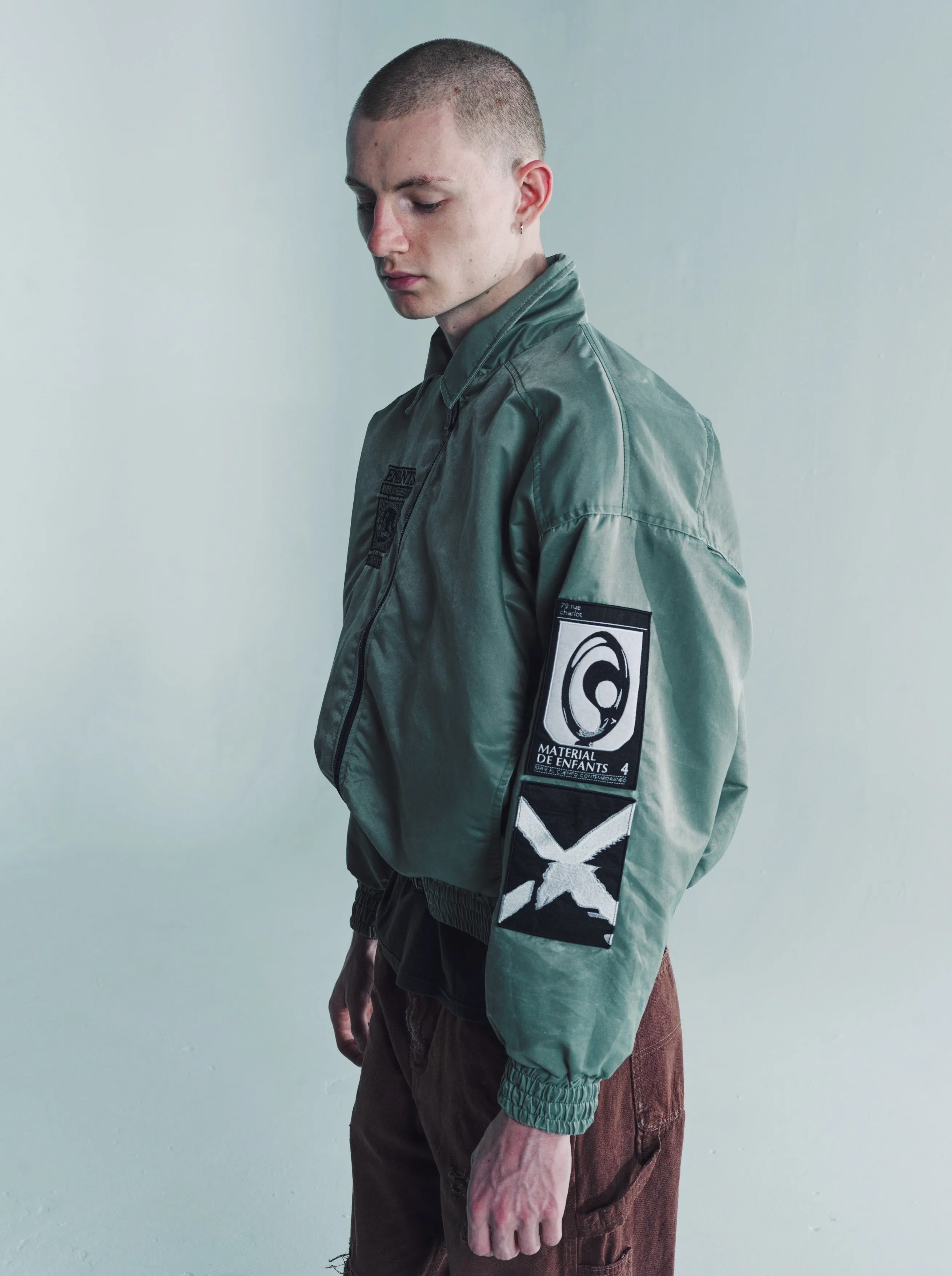 Olive Nylon Night Watch Collared Bomber