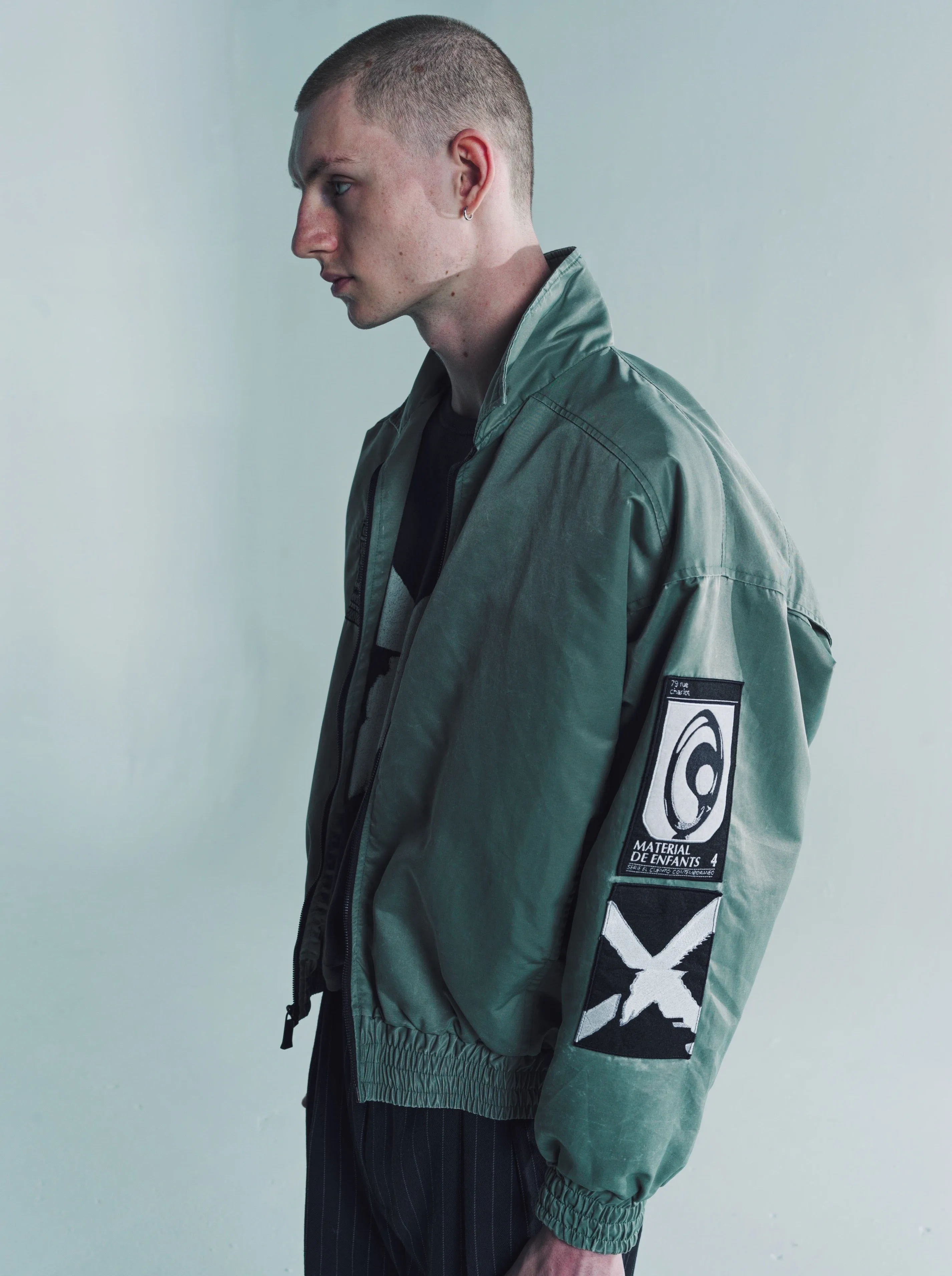 Olive Nylon Night Watch Collared Bomber