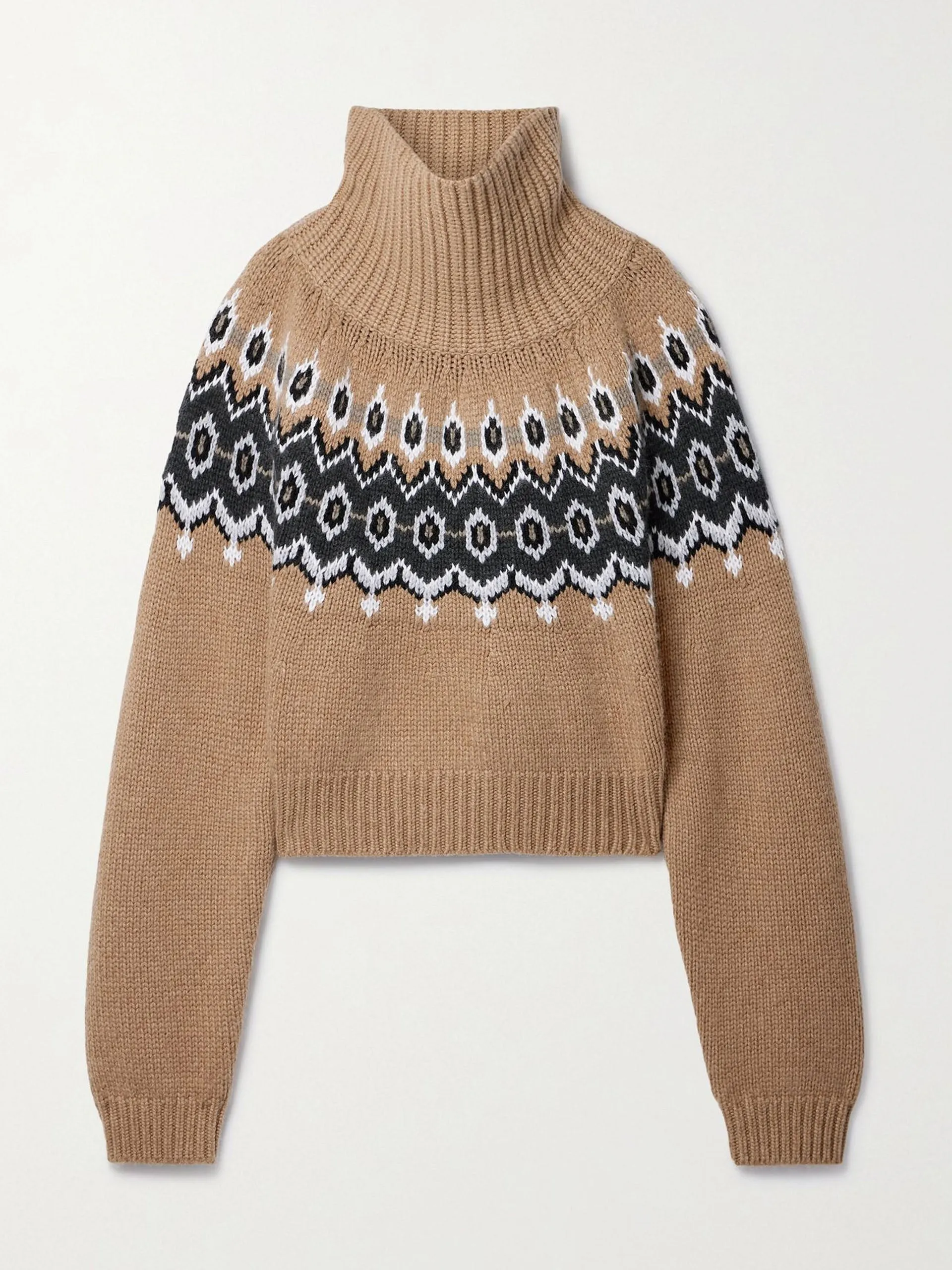 Oversized Fair Isle cashmere-blend turtleneck sweater