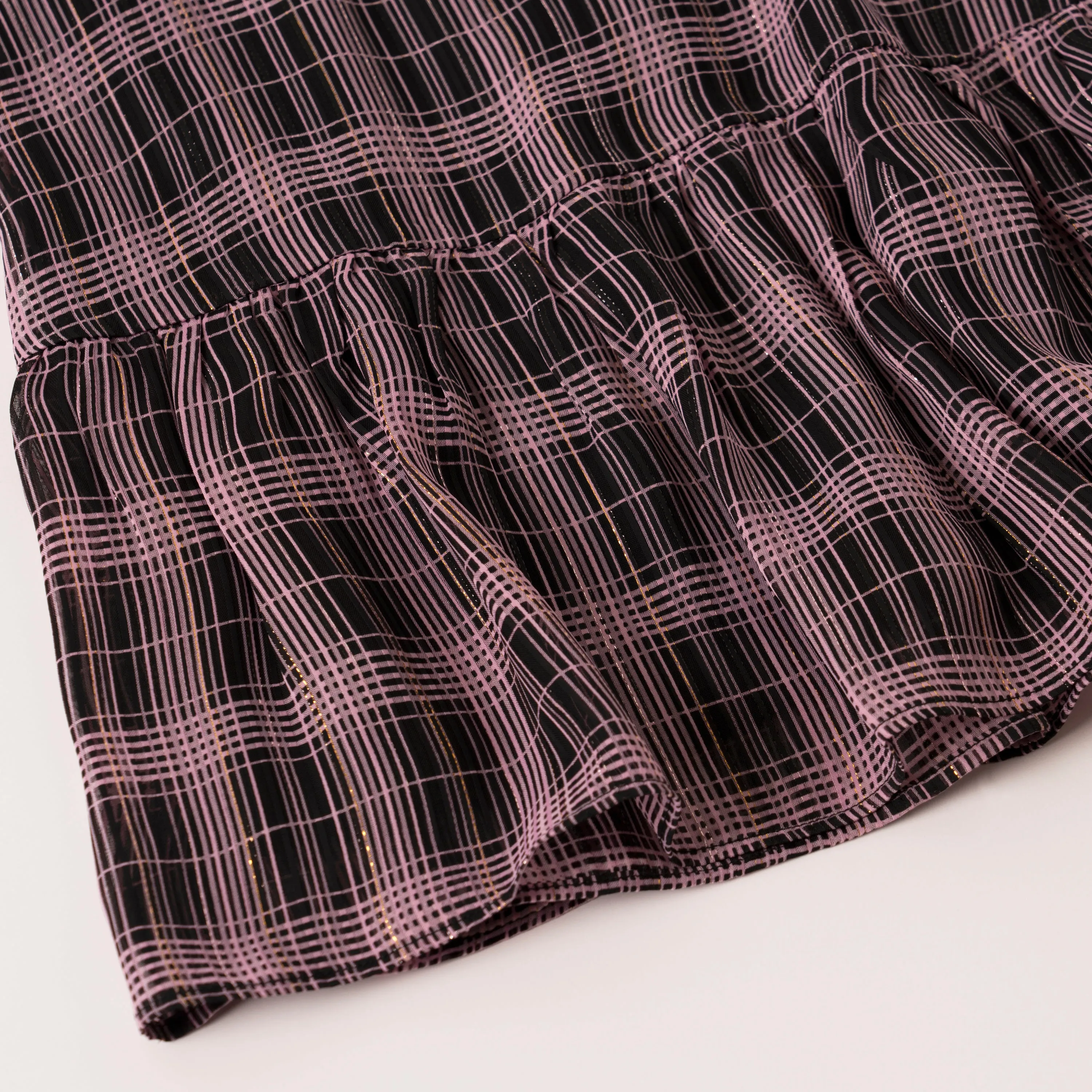 Plaid ruffle Hem Dress