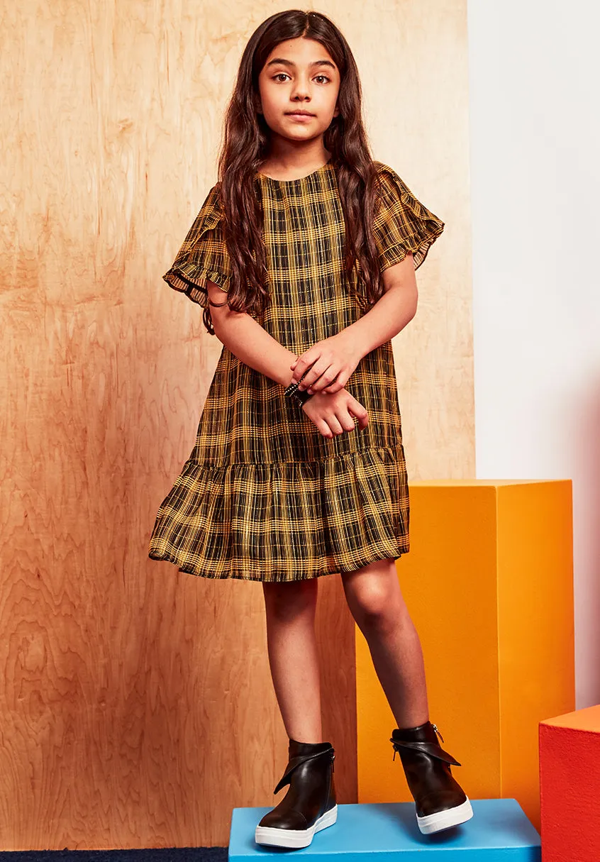 Plaid ruffle Hem Dress