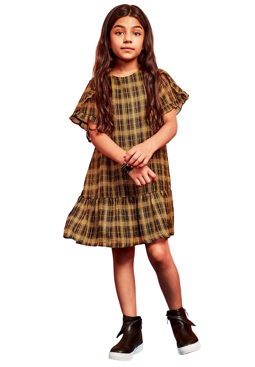 Plaid ruffle Hem Dress