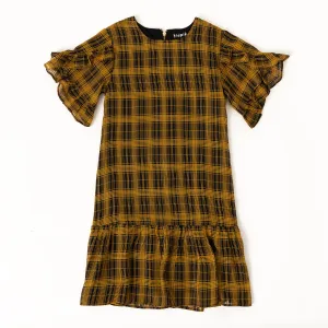 Plaid ruffle Hem Dress