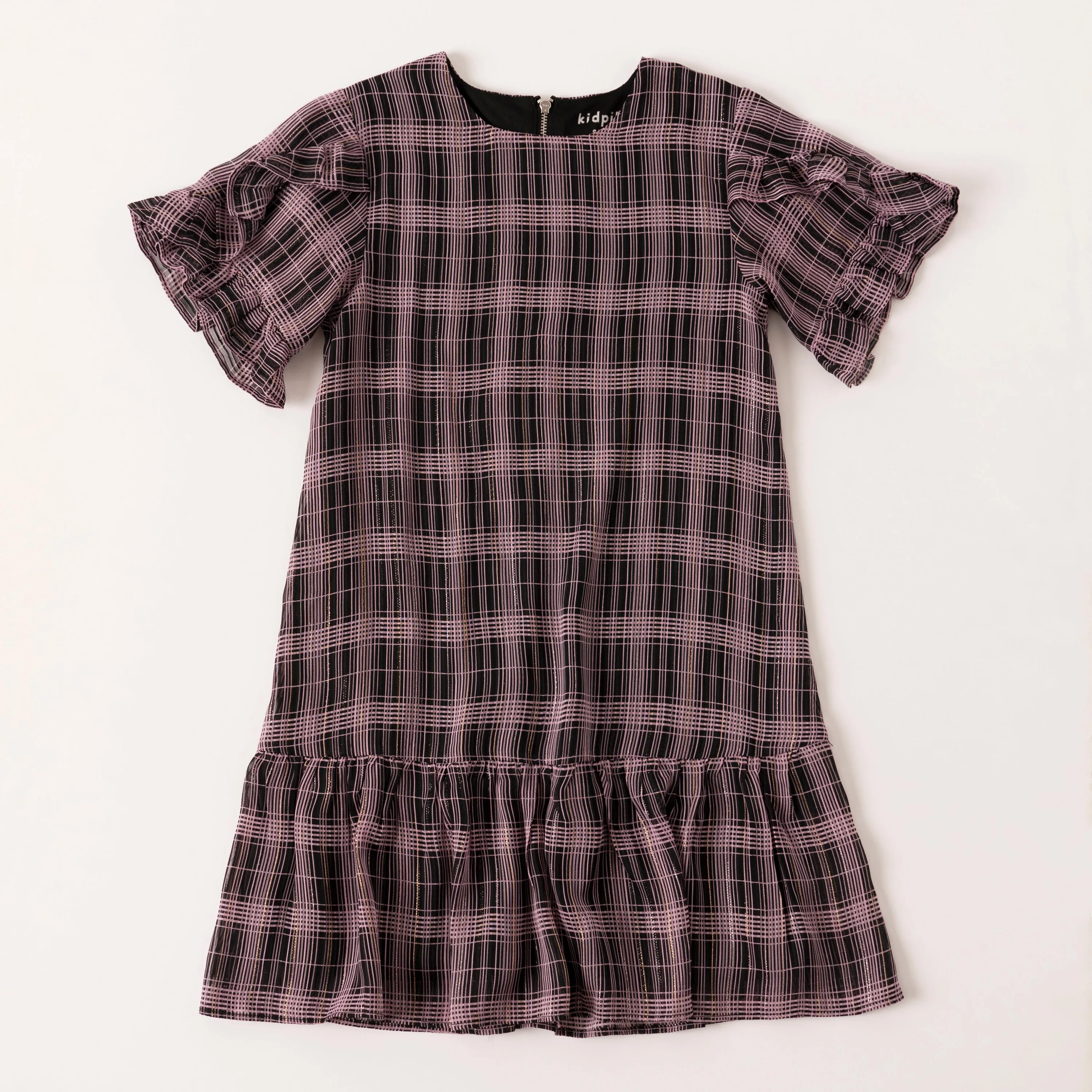 Plaid ruffle Hem Dress