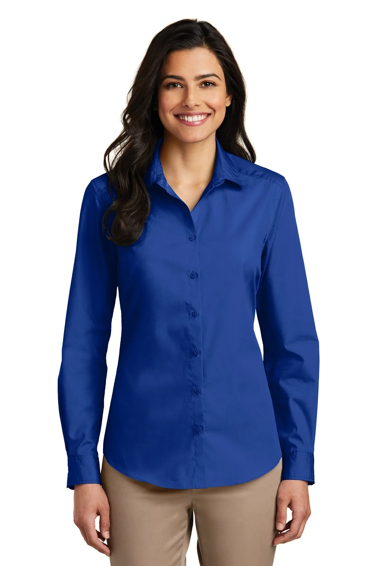 Port Authority Ladies Carefree Poplin Customized Shirts, True Royal