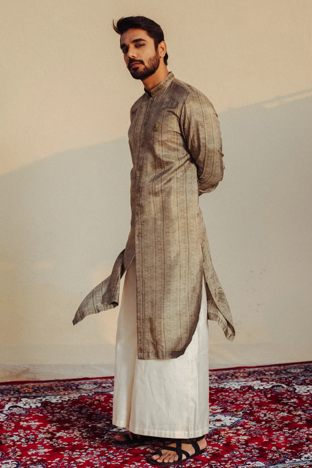 Printed Silk Kurta Set