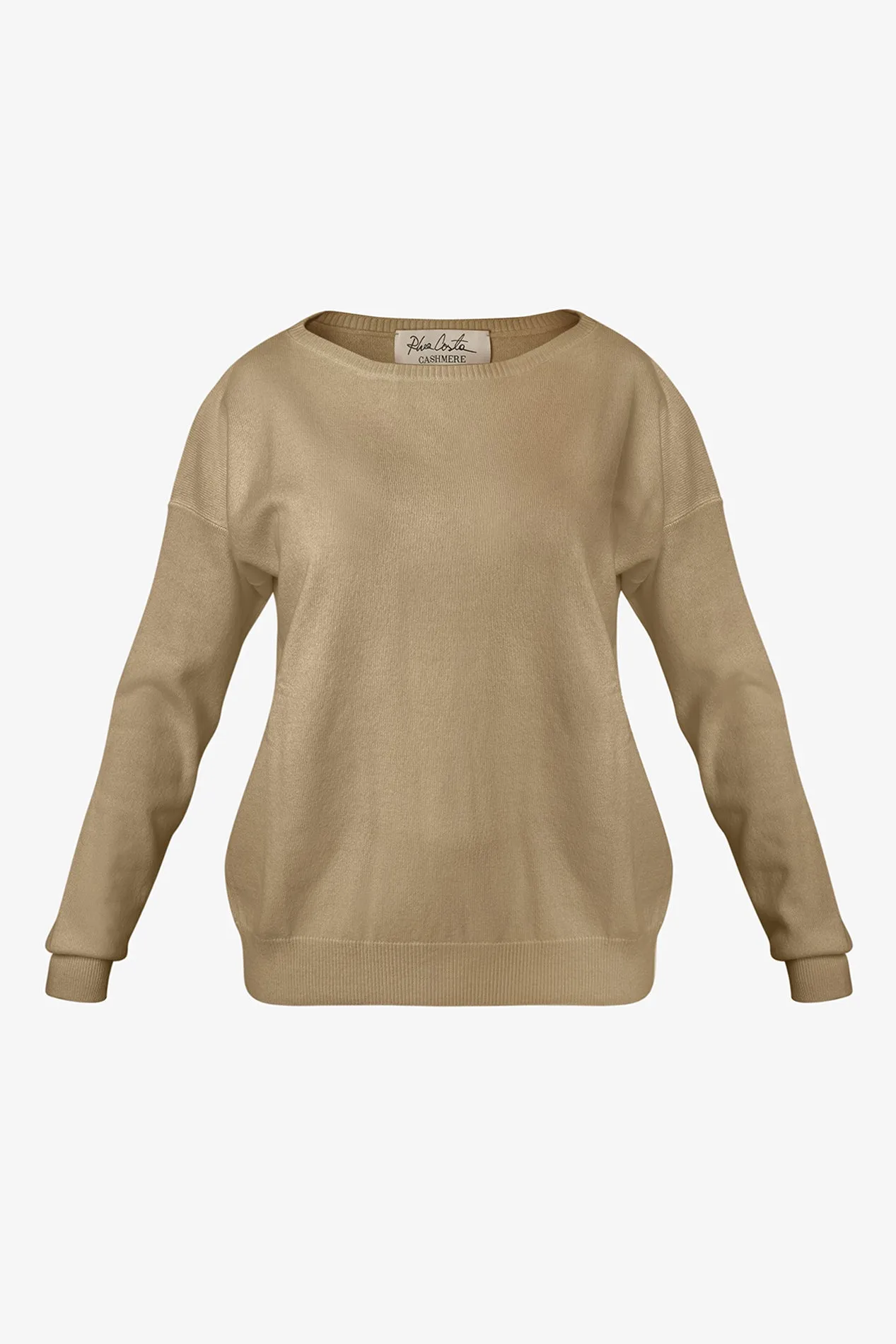 Rania Boat Neck Cashmere Sweater In Dune