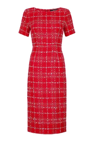 Red Check Tweed Dress - Angie